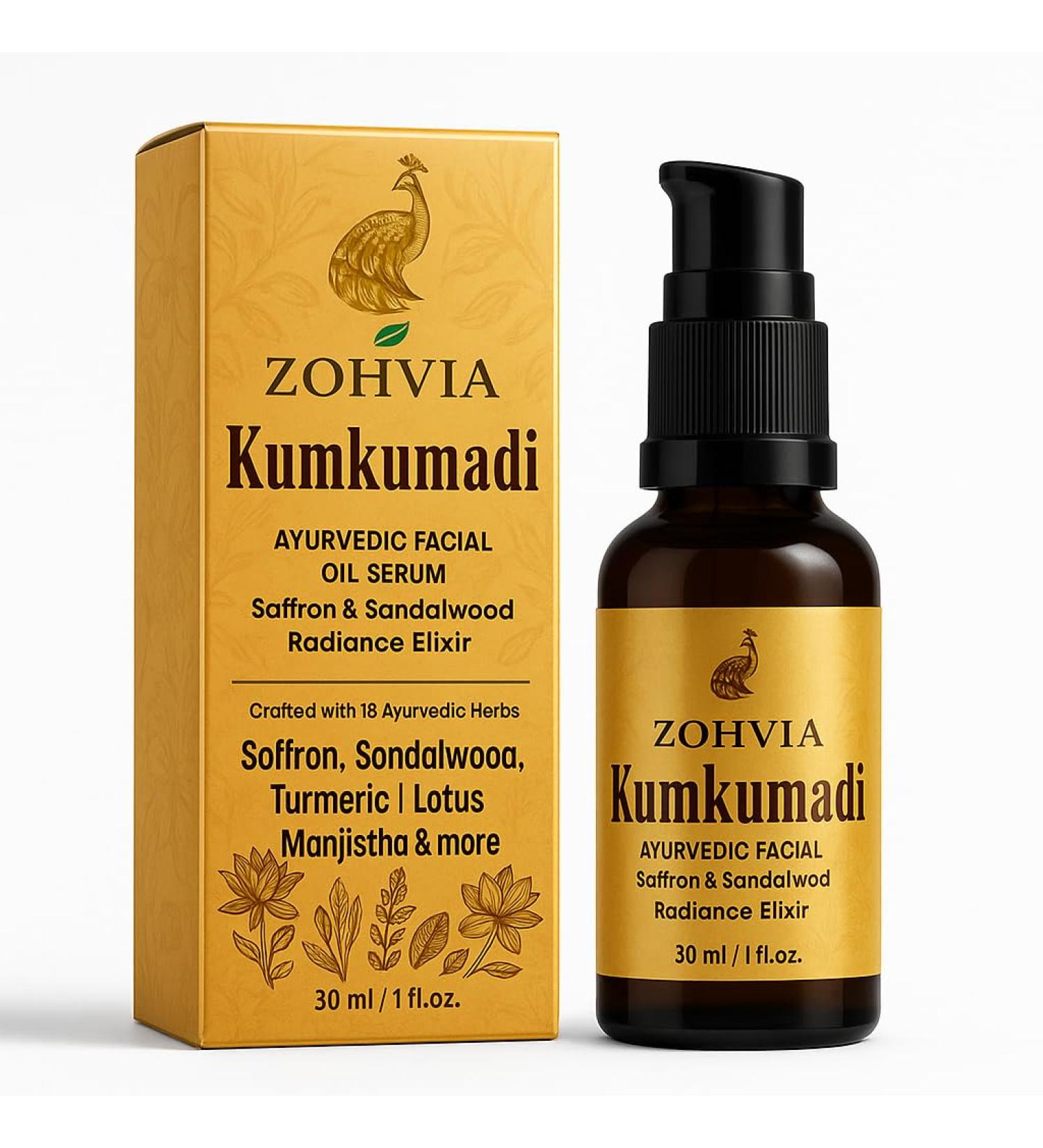 Ayurvedic Kumkumadi Oil Pure Saffron for Ultra Radiant Skin | Ayurvedic Oil for Dull Dehydrated & Tired Skin | Lightweight Hydrating Formula for Smooth Texture | 1.1 Fl Oz (30ml) - Buy Online on GoSupps.com