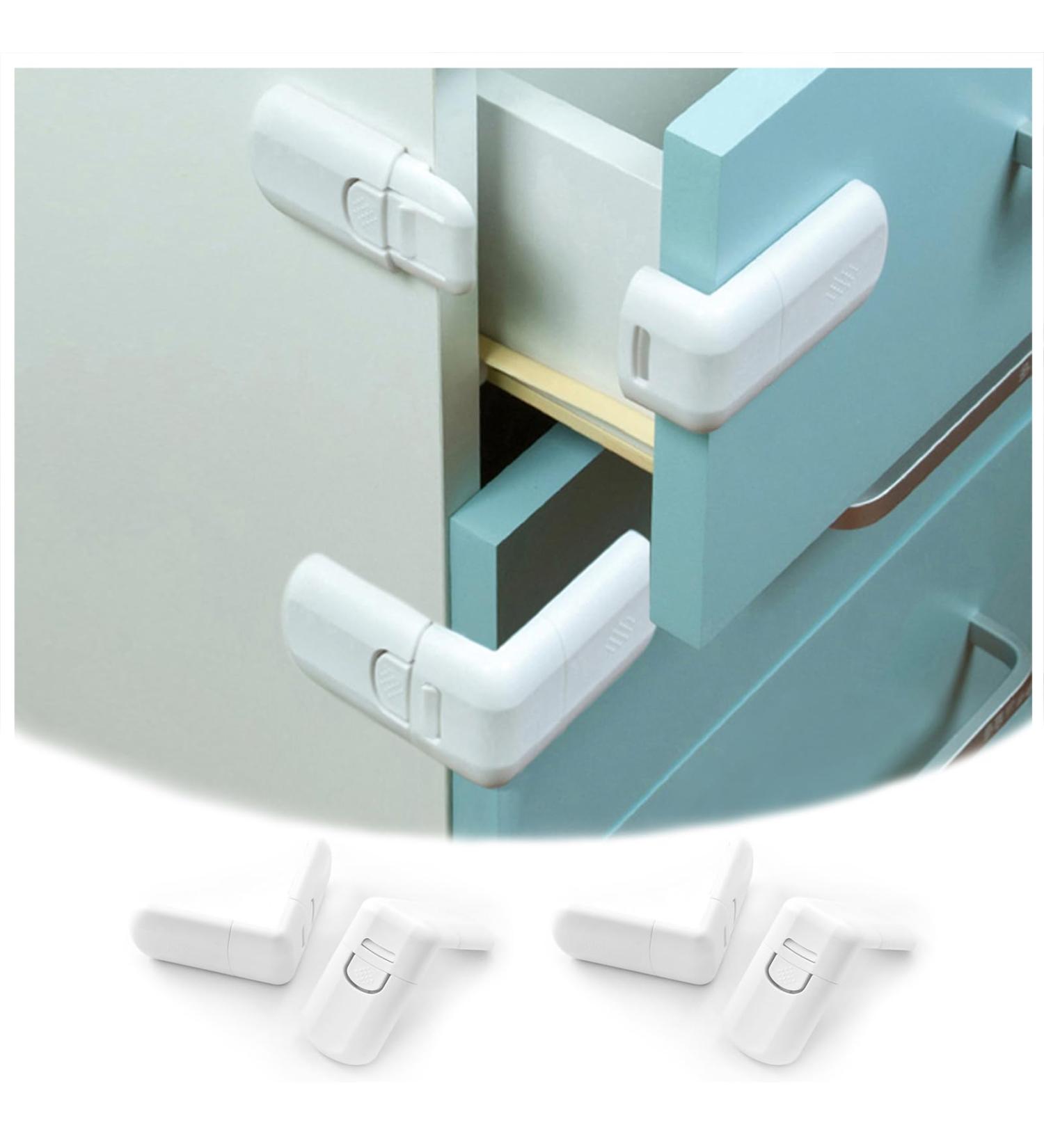 DHinkyoung 4 Pcs Safe Cupboard Locks Child Proof Drawer Locks Baby Proofing Corner Locks Child Safety Latches with Strong Adhesive for Cabinet Cupboard Drawer Refrigerator Oven Trash Toilet - Buy Online on GoSupps.com