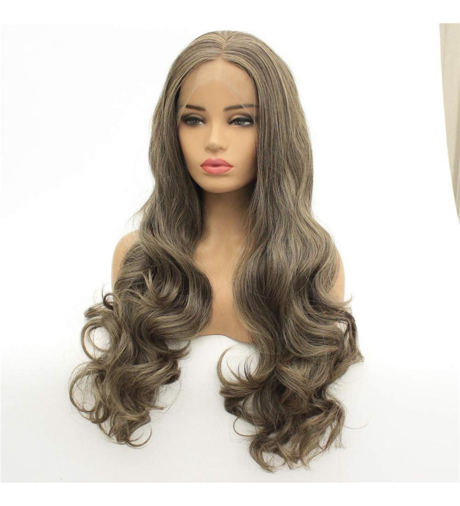 Women's Long Curly Hair Wig - Front Lace High Temperature Silk Fiber Large Waves - International Shipping Available - Buy Online on GoSupps.com
