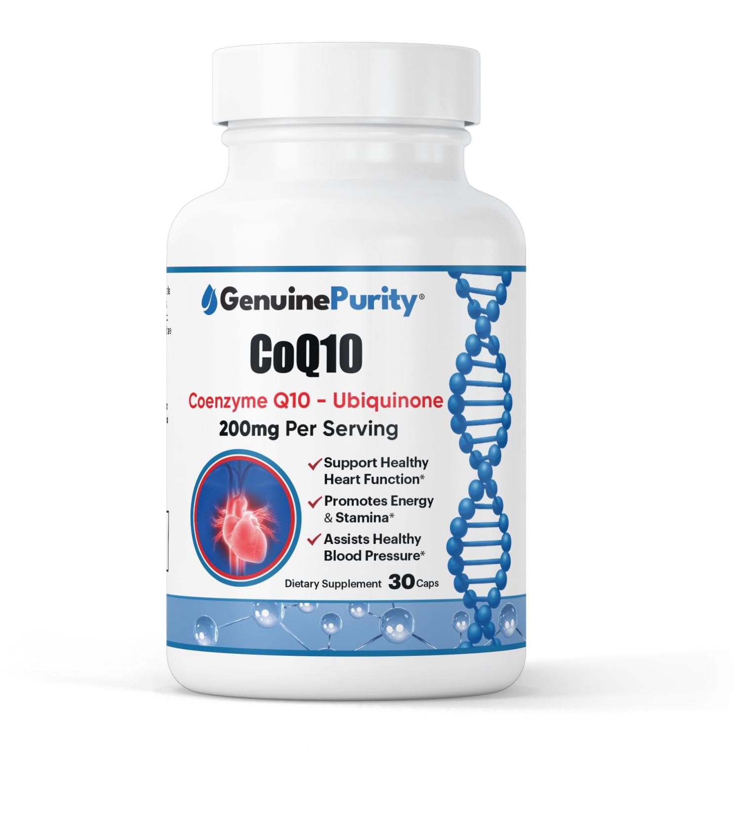 GenuinePurity - CoQ10 200mg Supplement - Antioxidant Support for Cellular Energy & Daily Wellness Liposomal Encapsulated Formula - Non-GMO & Gluten-Free