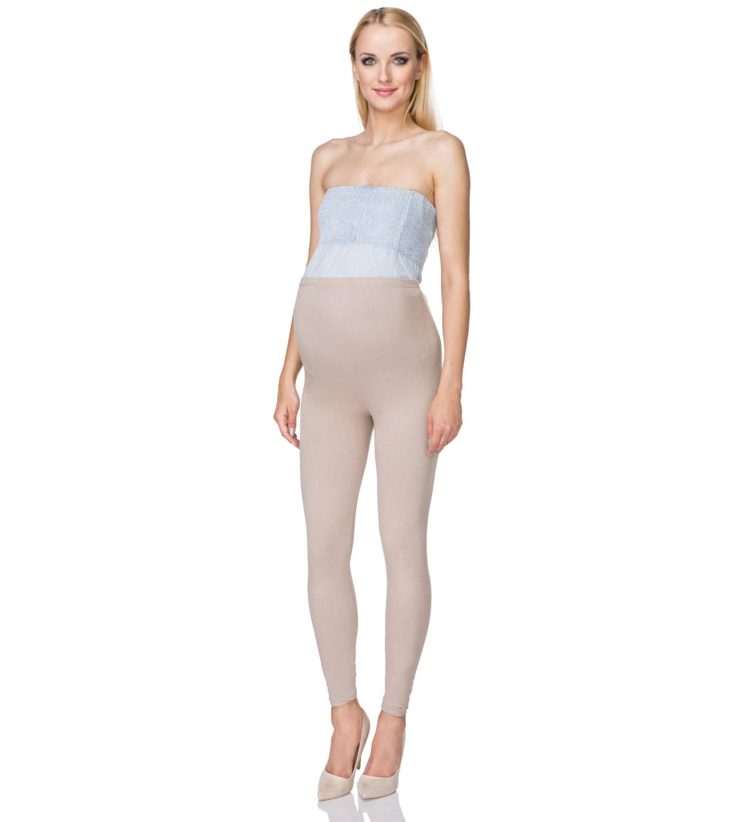 SOFTSAIL Maternity Leggings Pregnancy Pants Cotton Trousers with Belly Support Over Bump High Waisted Stretchy Soft Women Maternity Clothes Pregnancy Wear 18 Beige