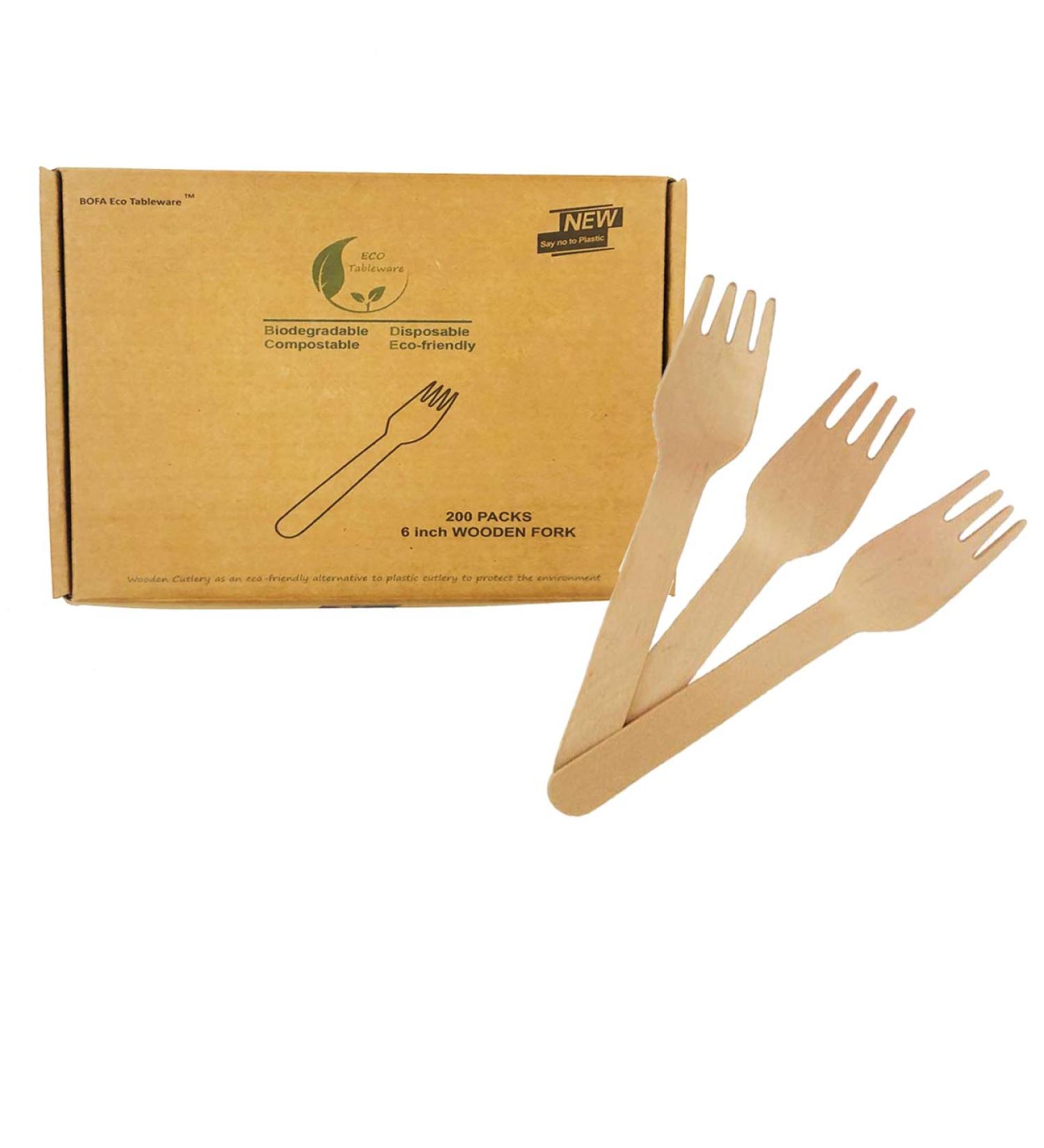 Wooden Forks 200 Counts Disposable Forks Compostable Biodegradable Natural Wood Cutlery for Party Weddings Family Gatherings & Dinner Events Durable Wood Forks For Camping 200C - Buy Online on GoSupps.com