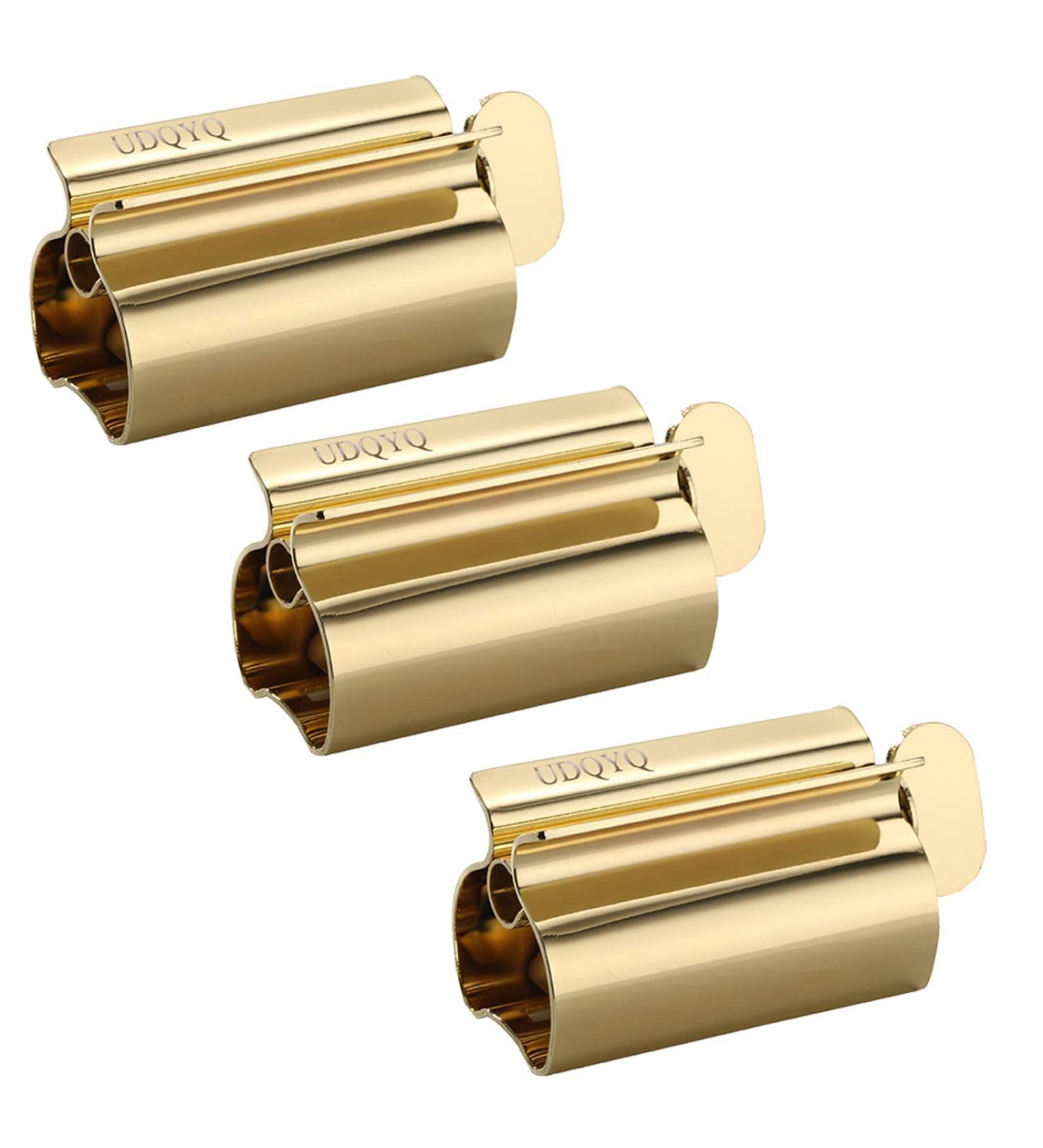 UDQYQ Stainless Steel Toothpaste Squeezer 3-Pack - Total Squeeze Out Gold Holder & Stand Function for Maximum Efficiency - Buy Online on GoSupps.com