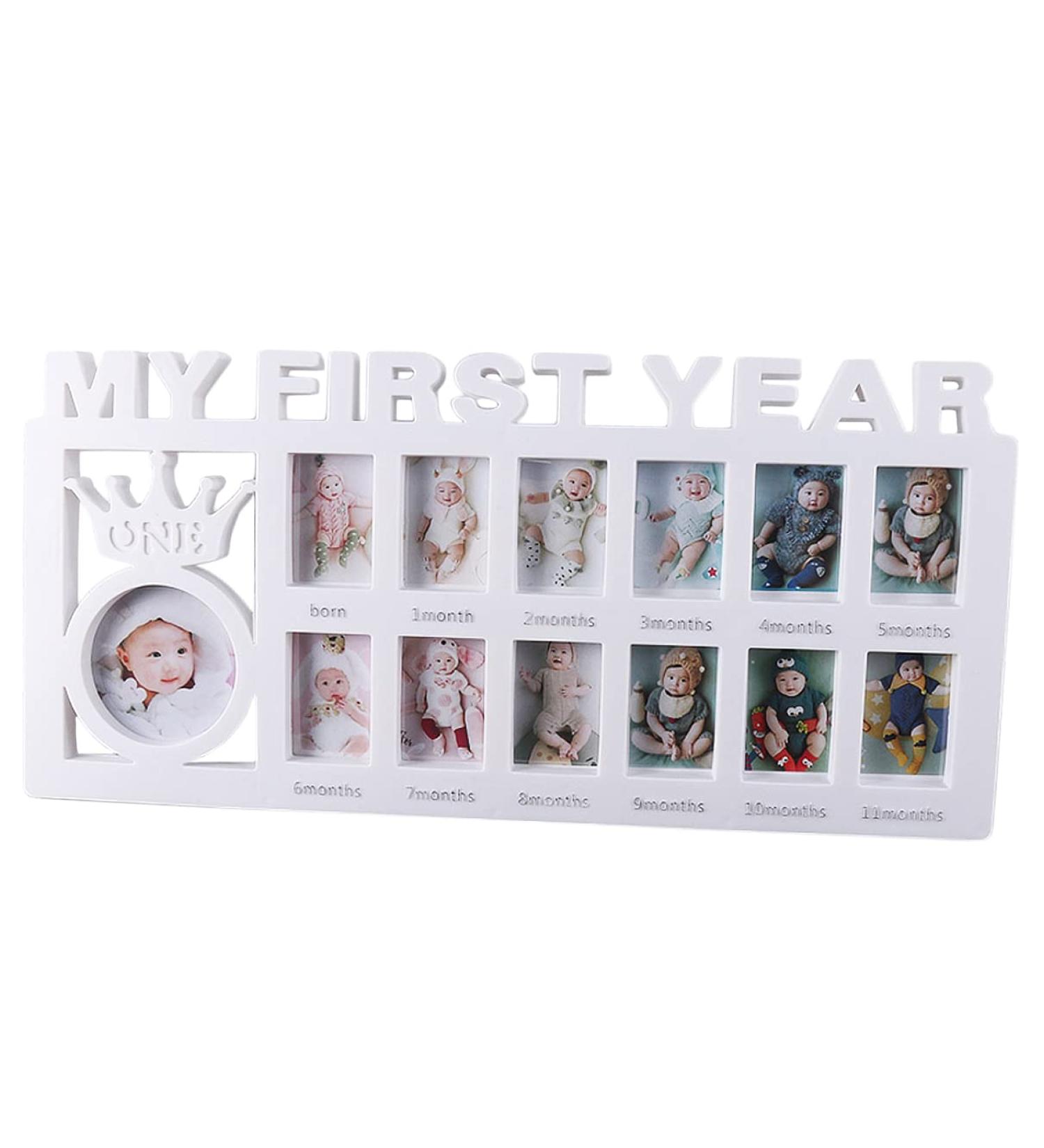 Baby Picture Frame - My First Year Memory Collage | Perfect First Birthday Gift | 12 Photos Gallery - Buy Online on GoSupps.com