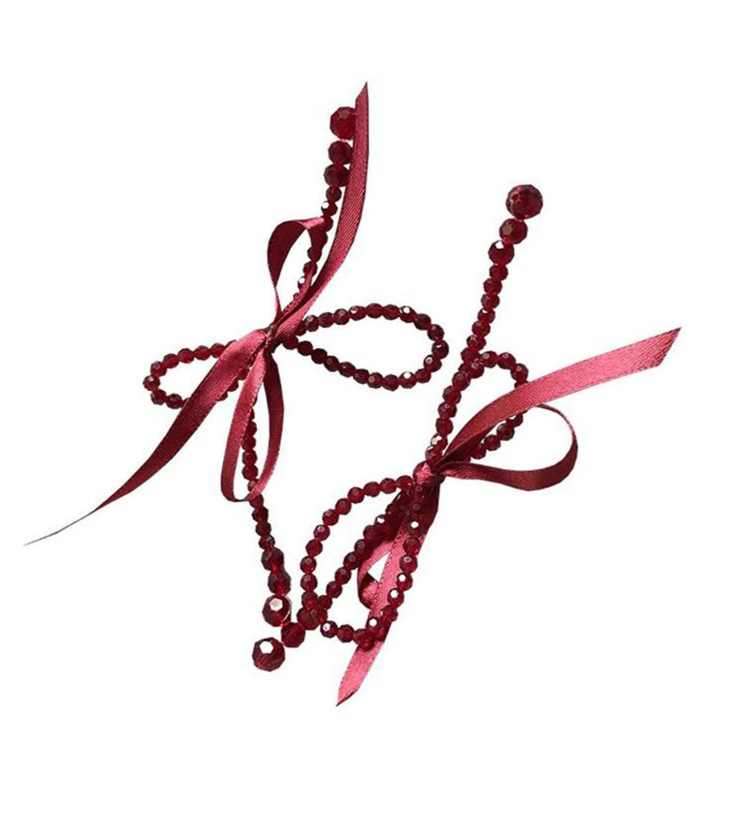 Feyley Red Loop Earrings - Exaggerated Tassel & Crystal Long Drop Jewelry for Women & Girls - Buy Online on GoSupps.com