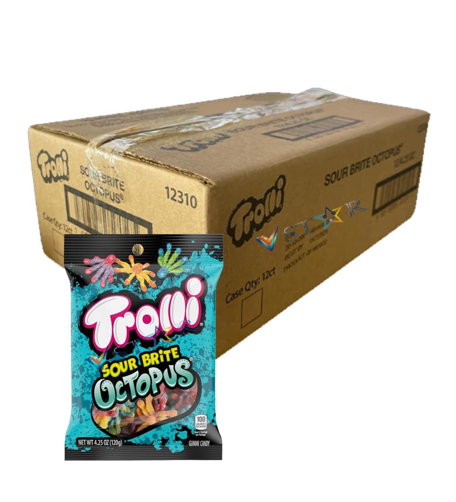 Trolli Sour Brite Octopus Assorted Flavor Sweet 120g (Pack of 12 (Full Box)) - Buy Online on GoSupps.com