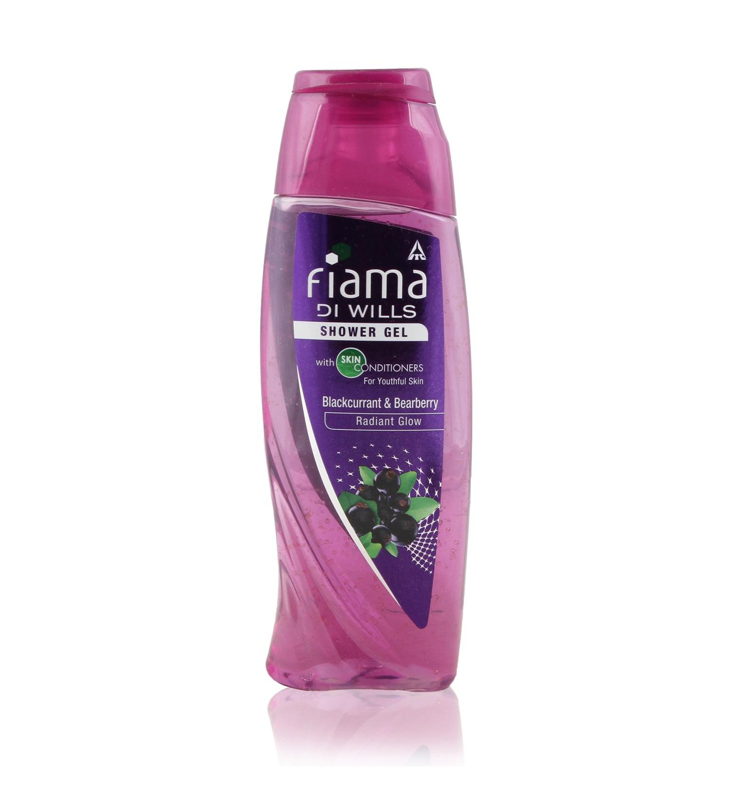 Fiama Di Wills Radiant Glow Shower Gel Black Currant and Bearberry 250ml with Free Loofah