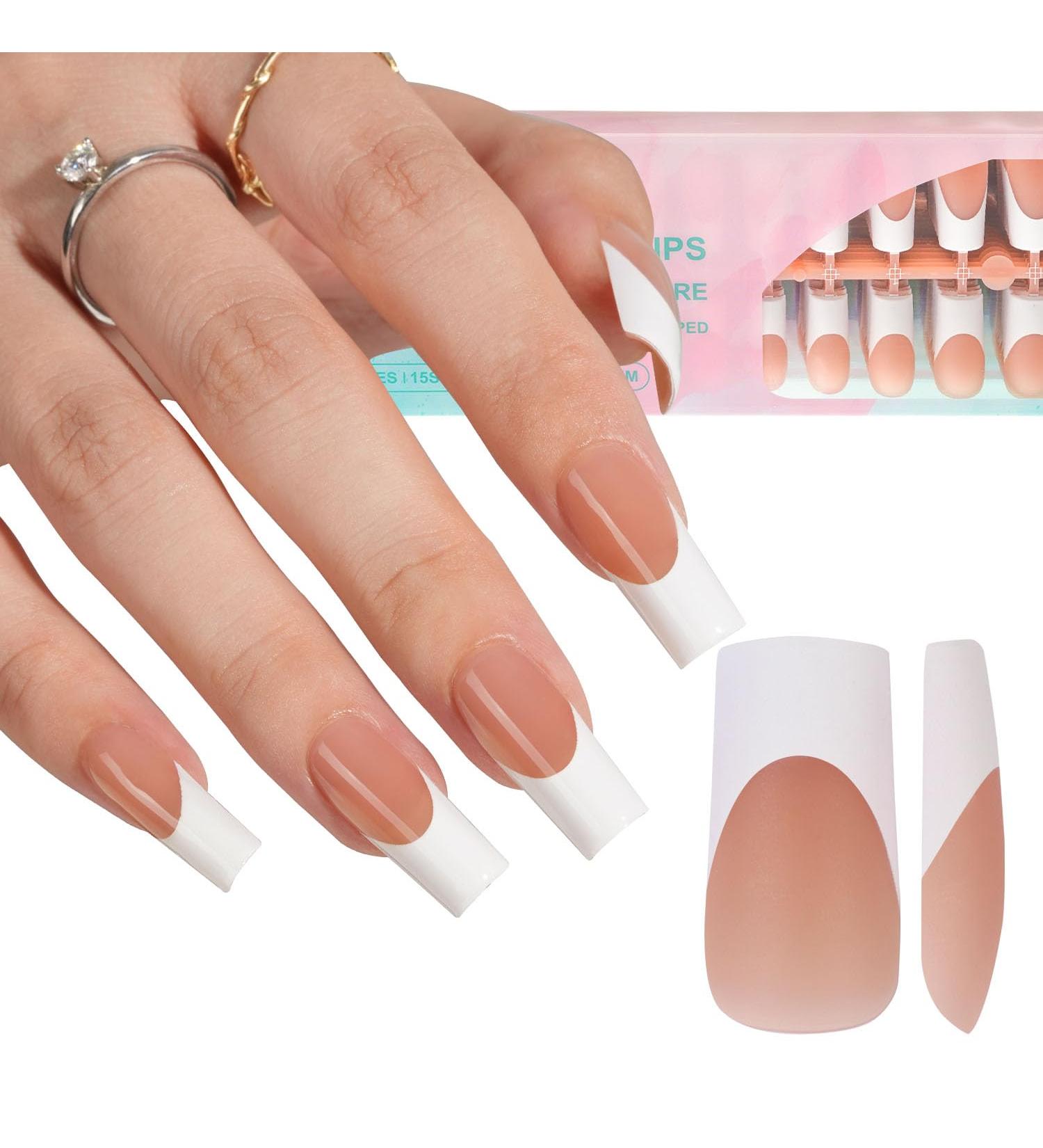 Misssix 240Pcs French Gel Nail Tips - Long Square Brown Press-On Nails No Filing Needed 3-in-1 Pre-Lasting Fake Nails for DIY Nail Art 15 Sizes Available - Buy Online on GoSupps.com