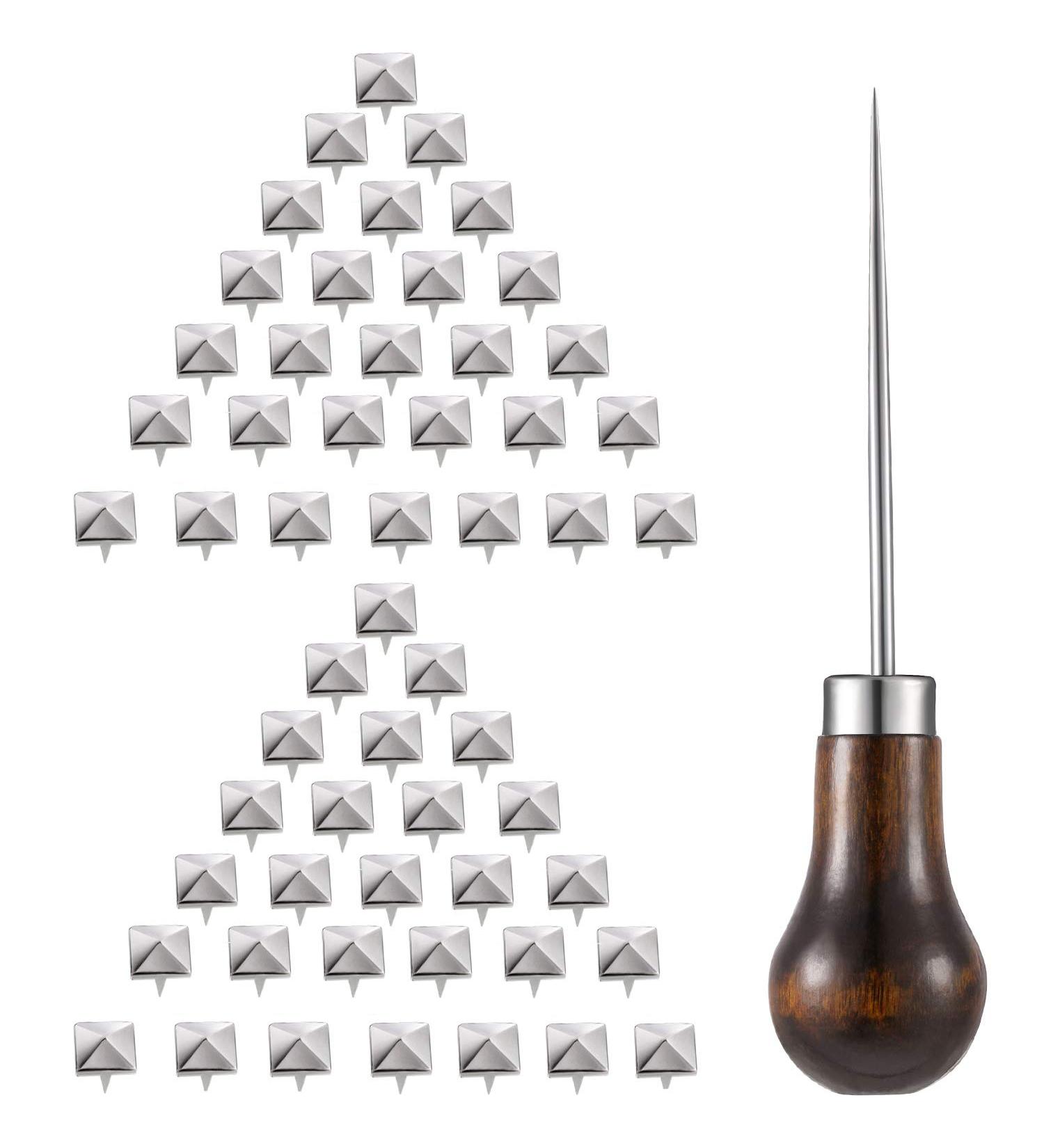 400-Piece 10mm Square Rivets Bag with Craft Tool - Silver Studs for Leather, Clothing, and Shoes DIY - Buy Online on GoSupps.com