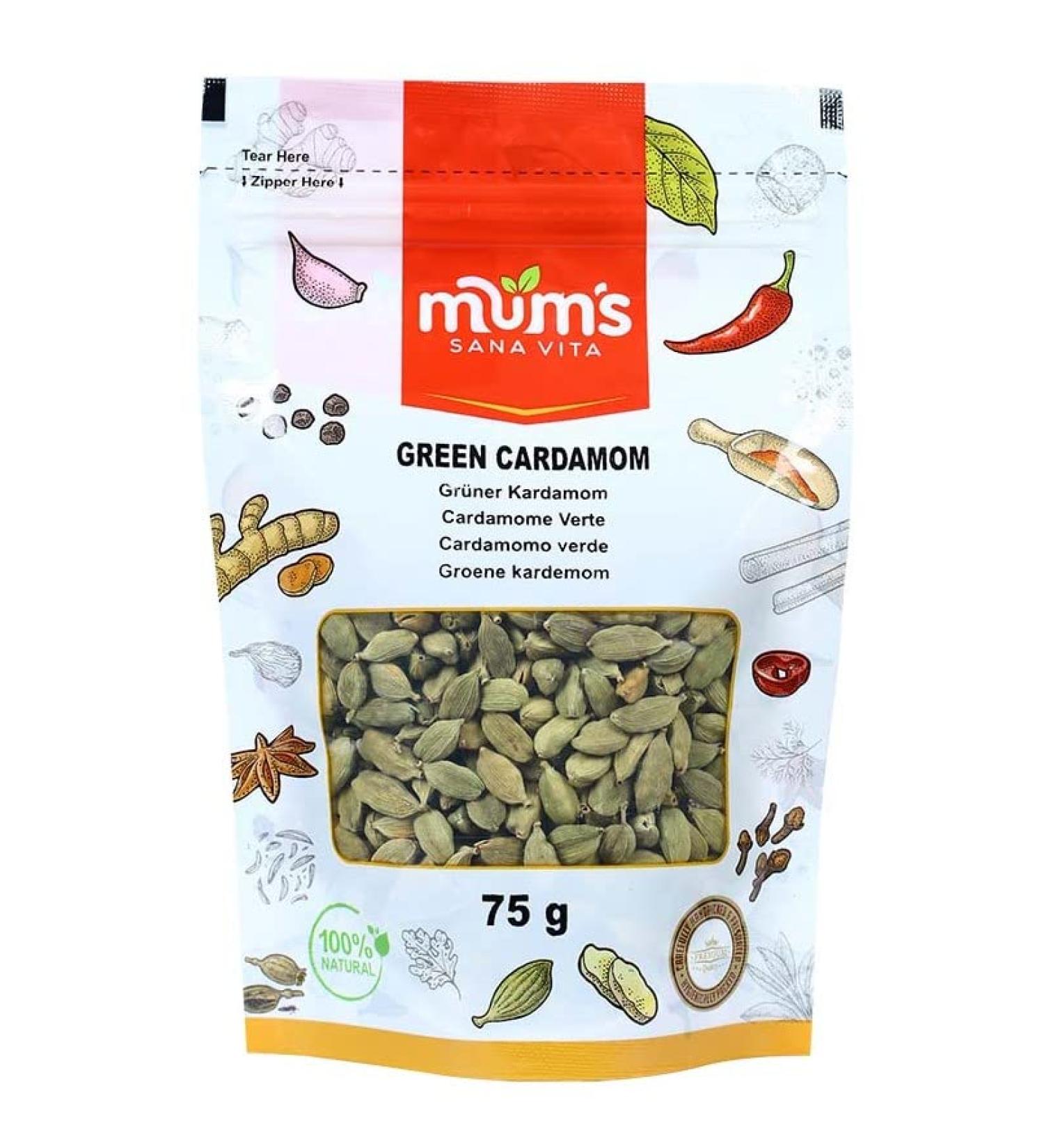 Mum's Premium Green Cardamom Pods 75g - Exquisite Quality for Culinary Delights - Buy Online on GoSupps.com