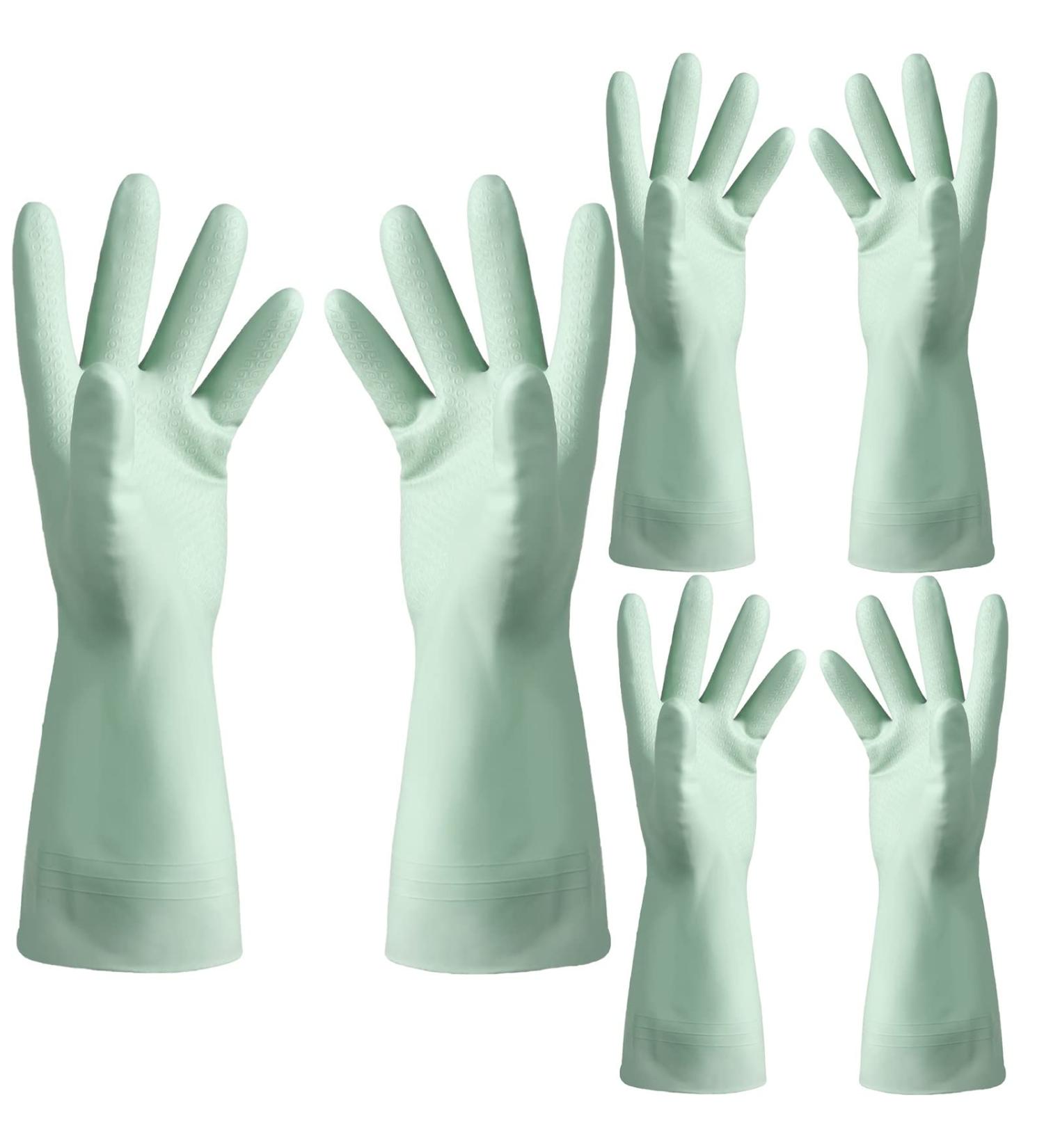 KKRAUS 3 Pairs Cleaning Gloves Reusable Rubber Gloves Kitchen Dishwashing Gloves for Laundry Gardening Waterproof Household Gloves (Color : Green Size : Small) Small Green - Buy Online on GoSupps.com