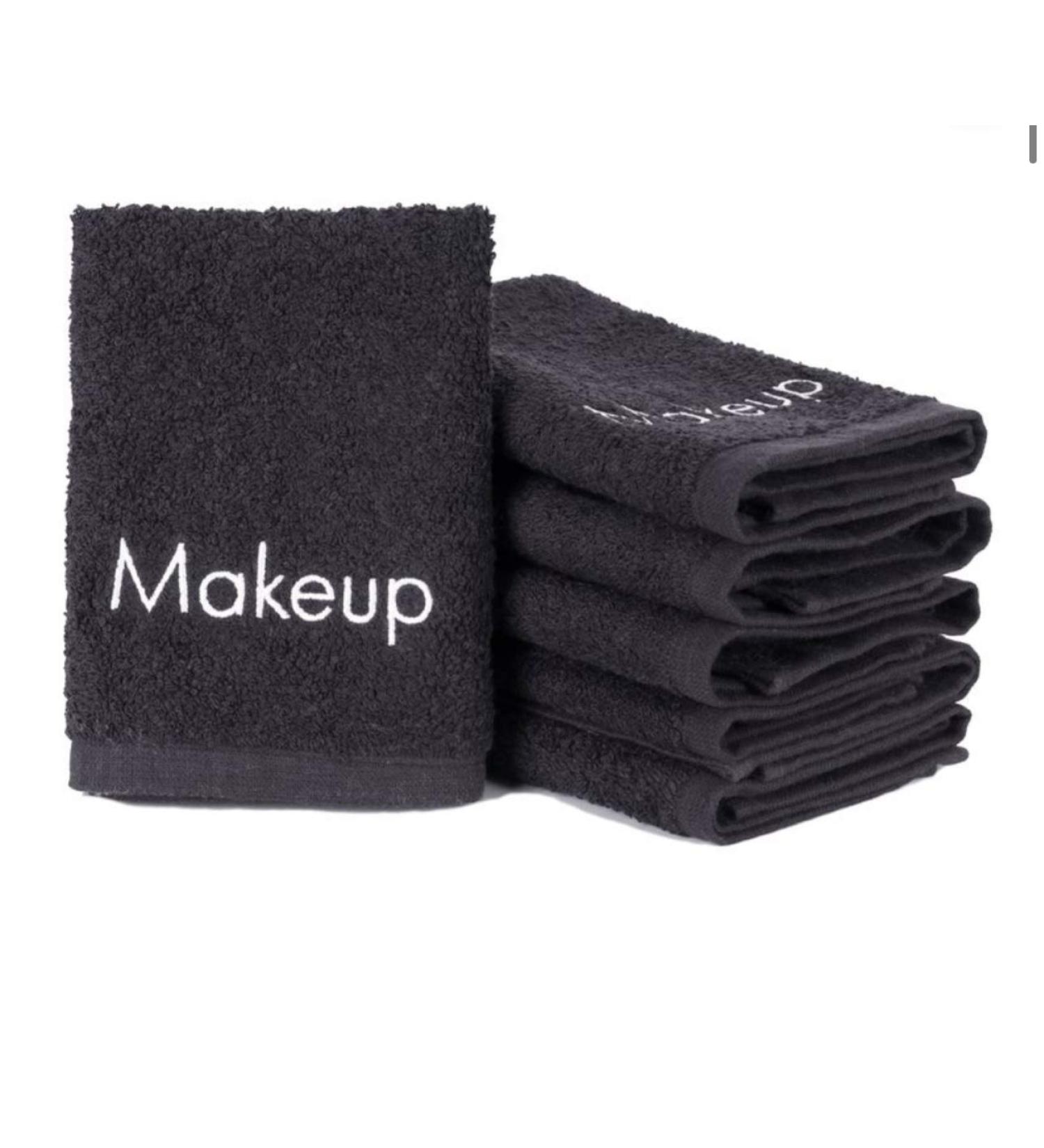 Embroidered Black Makeup Washcloth Set - 6 Pack, 13X13 - 100% Cotton - Buy Online on GoSupps.com