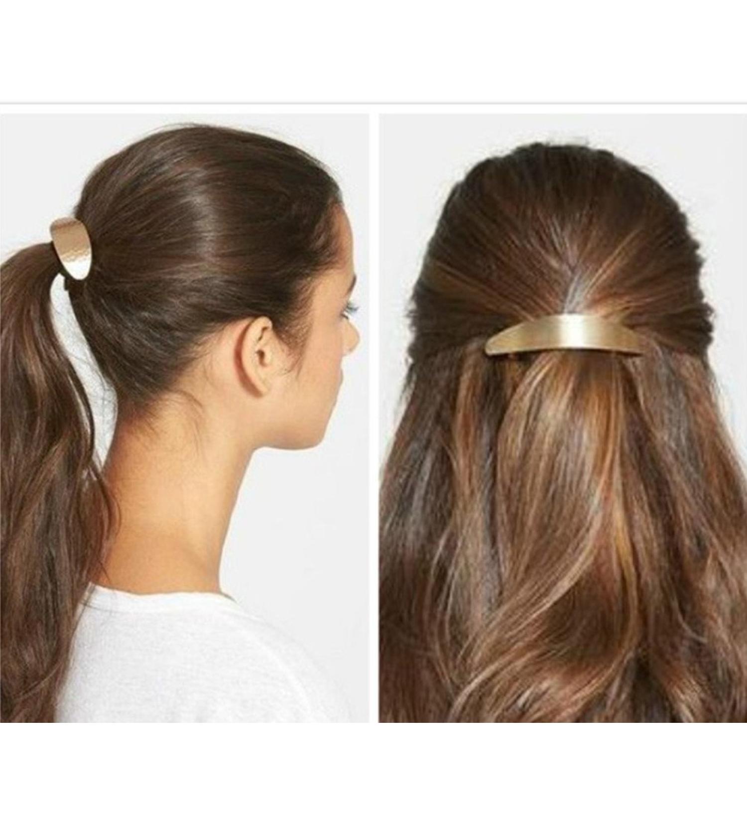 Cuhair Barrette Hair Clip Vintage Style Metal Alloy Gold Silver Tone 2pcs for Women Girls.