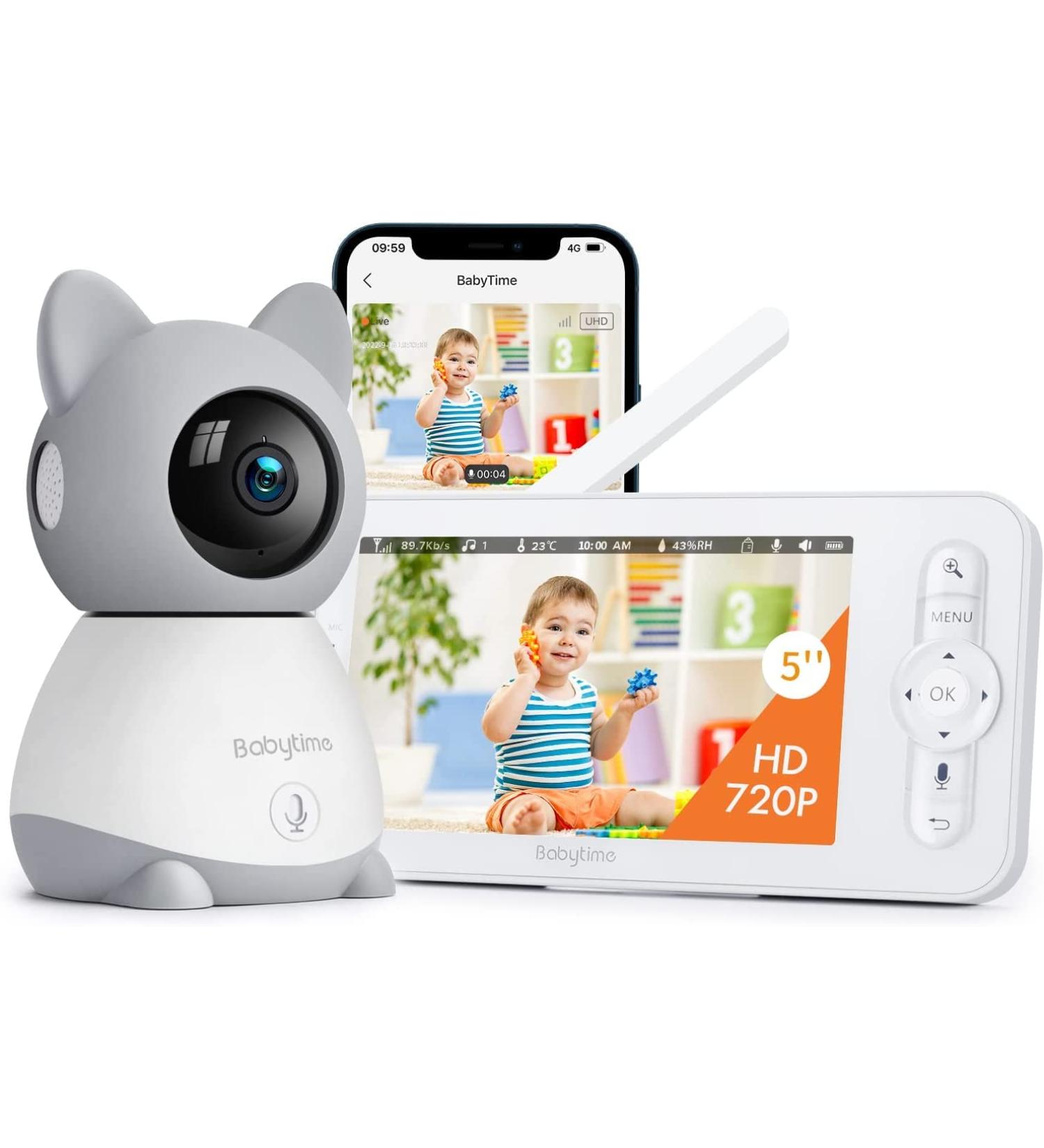 BabyTime 5 Video Baby Monitor with 1080P Camera, Night Vision, Two-Way Audio & Smart Nursery Mode - Beige (2 Piece Set) - Buy Online on GoSupps.com
