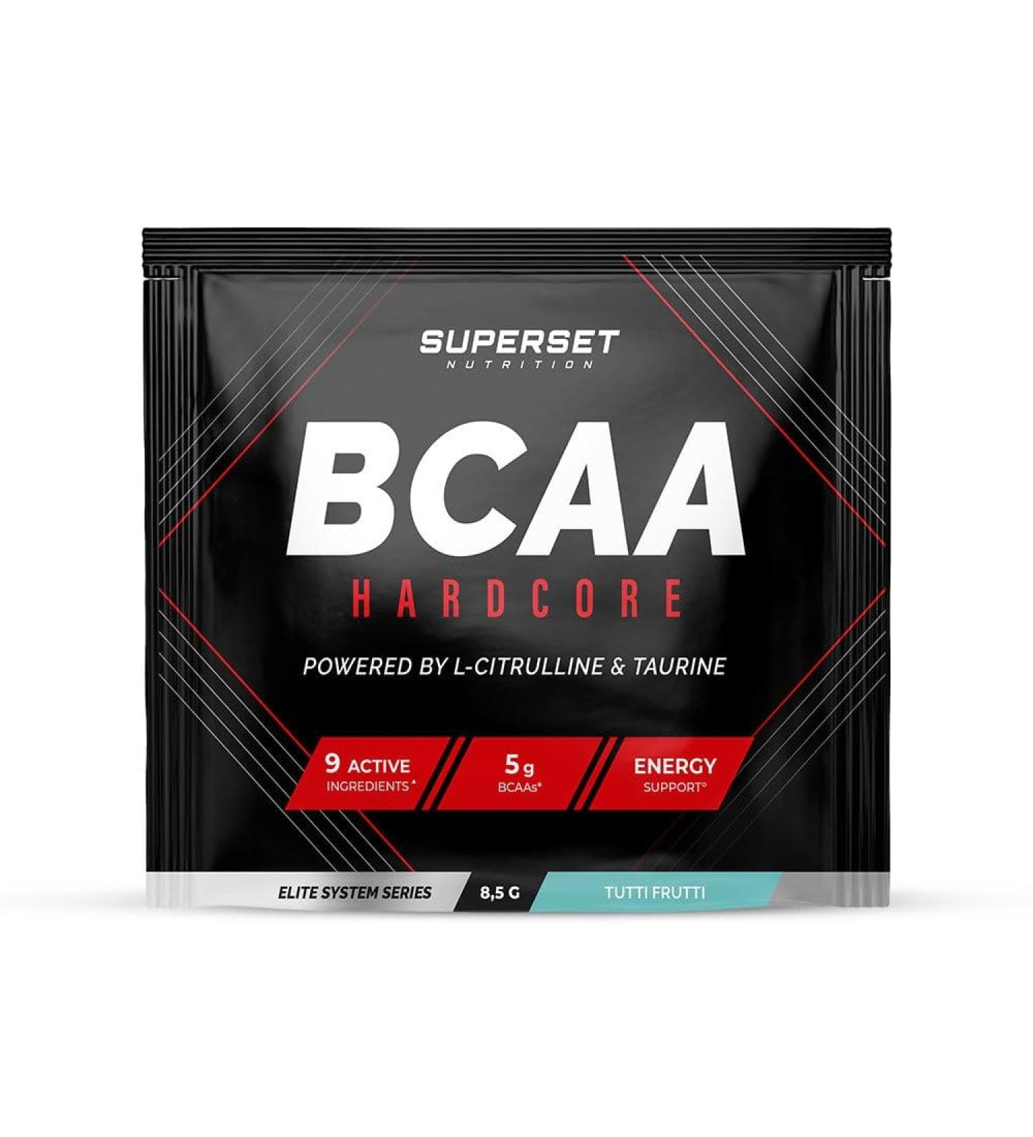 Superset Nutrition | Bcaa Hardcore (360g) | BCAA Powder (Amino Acids) | 2:1:1 Optimal Ratio for Anabolism - Explosive Formula of BCAA + Citrulline Taurine & Vitamins - Tutti Frutti - Buy Online on GoSupps.com