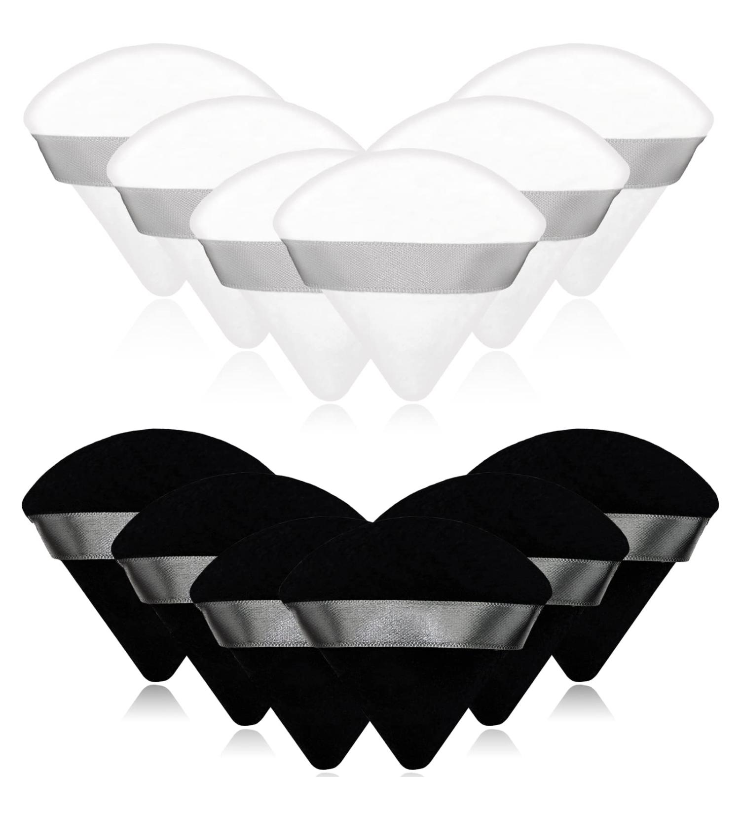 12-Piece Portable Soft Sponge Powder Puff Set for Loose Body Powder - Black and White - Buy Online on GoSupps.com