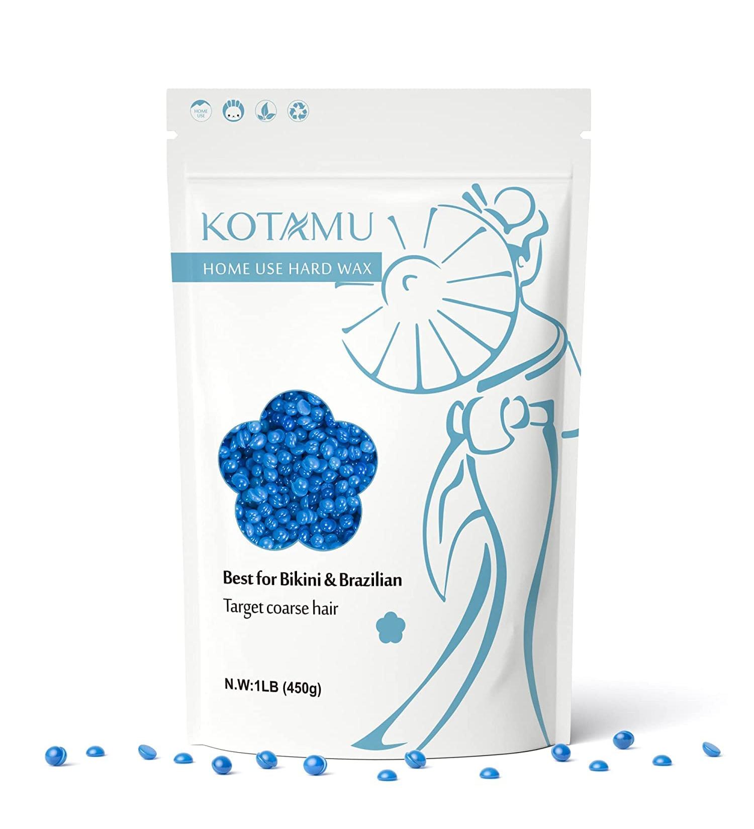 KOTAMU Blue Hard Wax Beads 1LB - Hair Removal Beans for Bikini & Brazilian Waxing - Buy Online on GoSupps.com