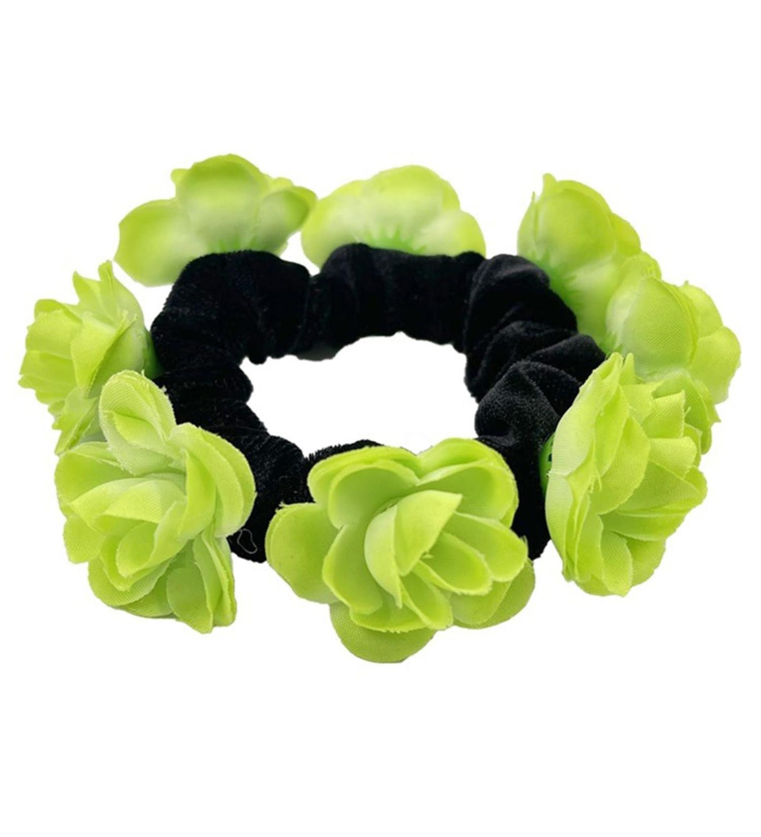 amangul Large Artificial Flower Scrunchies for Women Elastic Hair Scrunchy Bobbles Ponytail Holder Fashion French Style Hairband(Green) - Buy Online on GoSupps.com