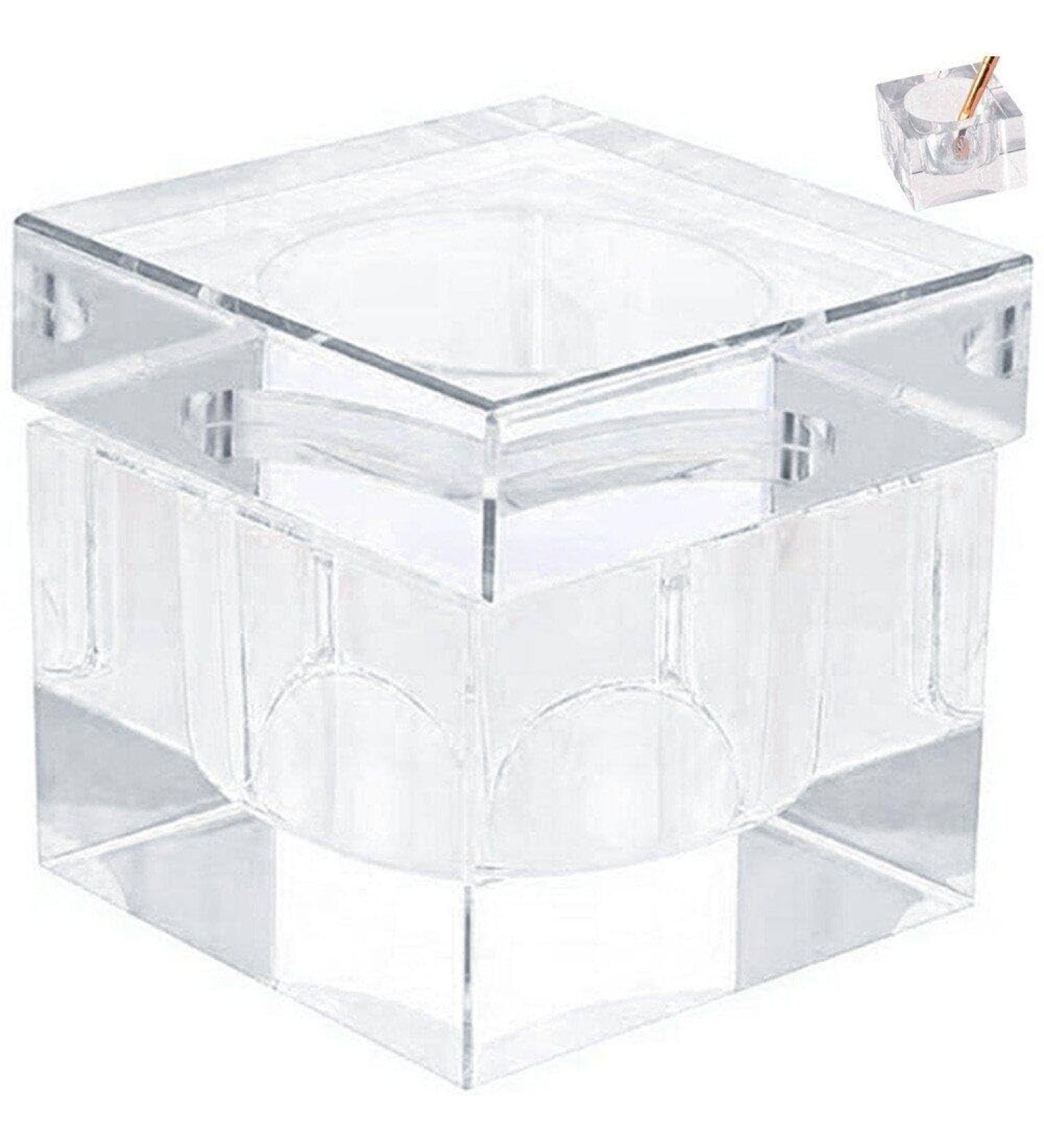 Nail Dappen Dish Crystal Glass Manicure Nail Cup Nail Liquid Cup with Lid Professional Acrylic Liquid Monomer Small Dappen Dish for Acrylic Nails Transparent - Buy Online on GoSupps.com