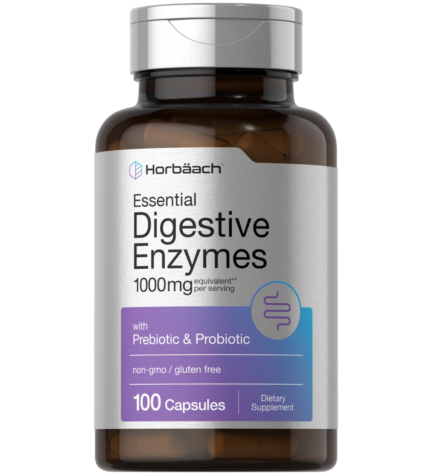 Horb ach Essential Digestive Enzymes | 100 Capsules | Enzyme Blend for Men & Women | Non-GMO & Gluten Free Supplement - Buy Online on GoSupps.com