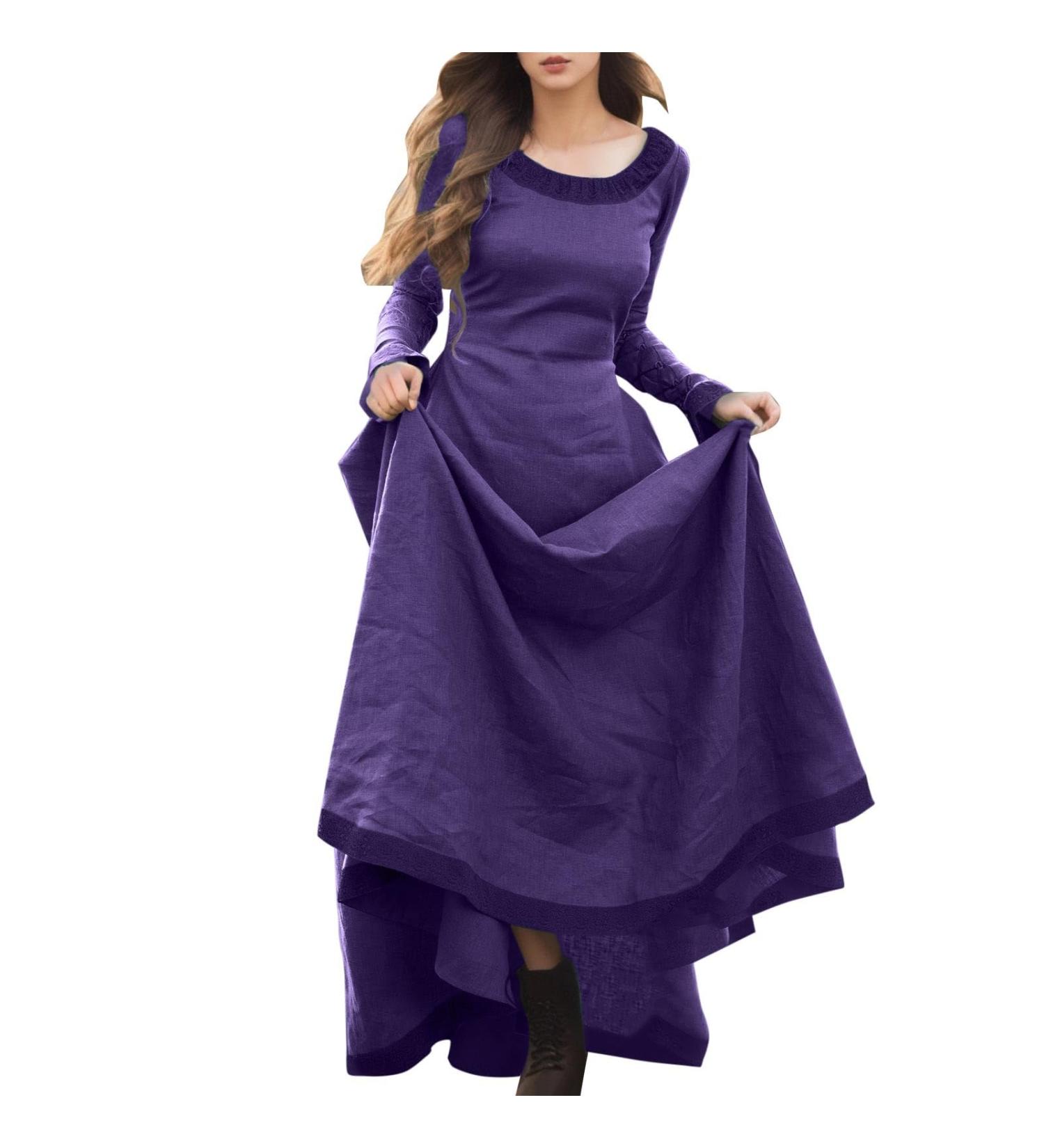 Costume m di val pour femme - Robe gothique steampunk - Robe viking Bound Waist - Grandes tailles - Robe d' t avec manches trompette - Longue - R tro - Costume de pirate - Robe de f te XL Lilas - Buy Online on GoSupps.com