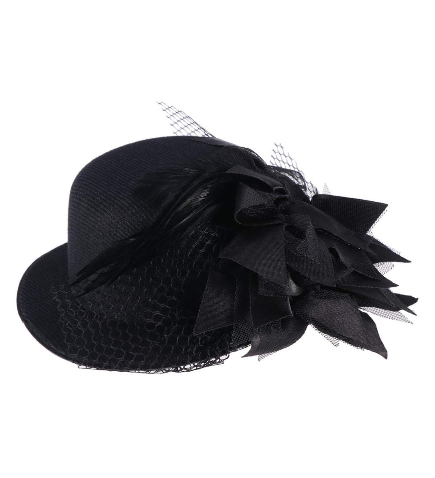 FRCOLOR Mini Top Hat Fascinator Hair Clip Black Veil Top Hat Hair Clip Hair Accessories for Halloween Tea Party - Buy Online on GoSupps.com