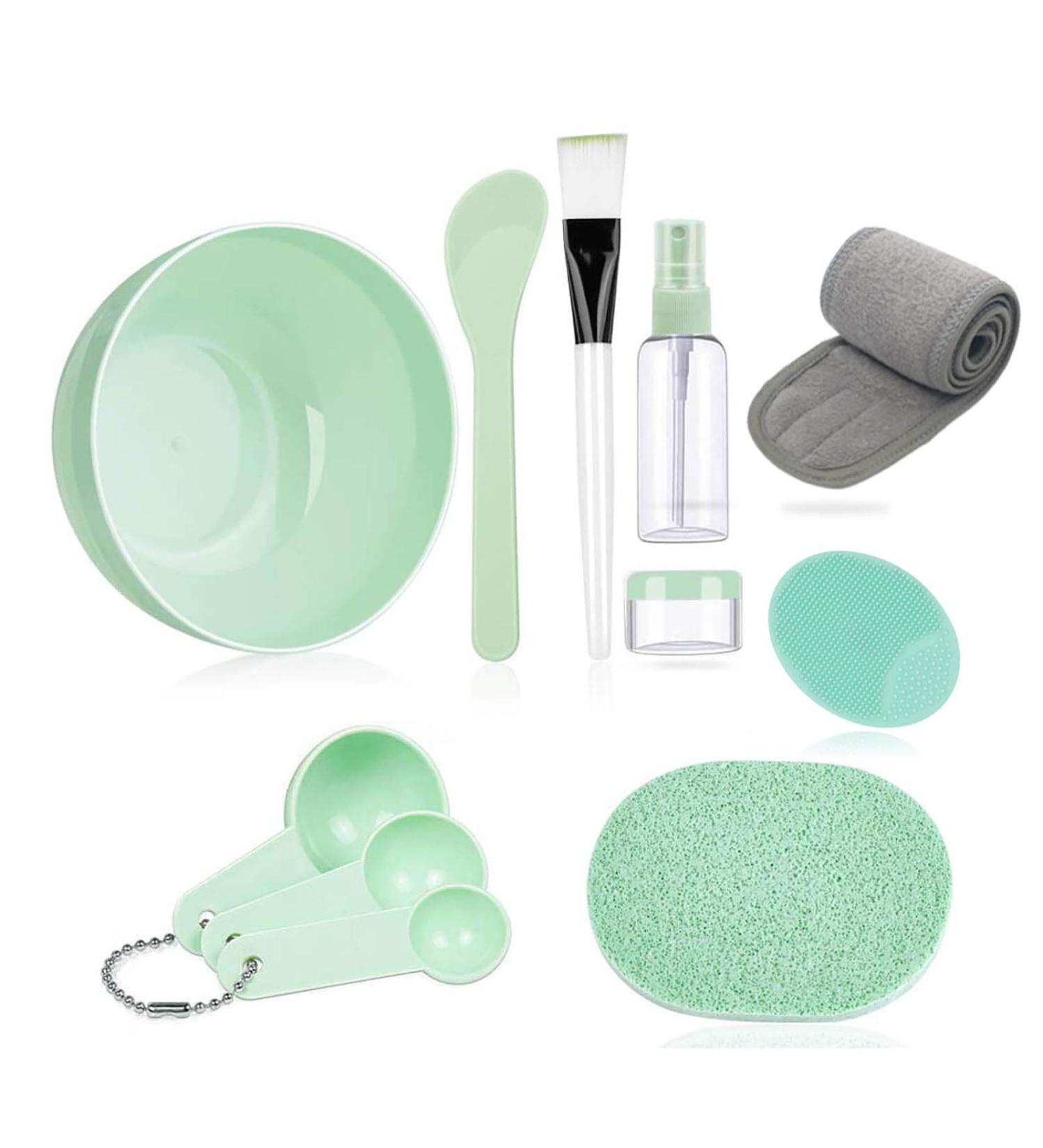 Facial Care Face Mask Mixing Bowl Set with Tools - Green - Buy Online on GoSupps.com