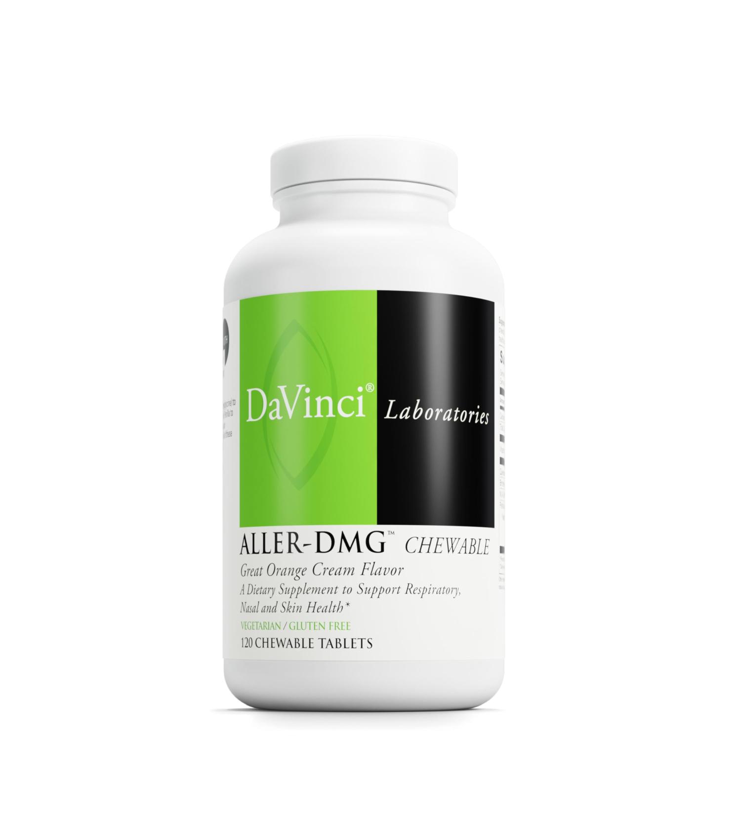 DAVINCI Labs Aller-DMG Chewable - Immune Health Support Histamine Aid & Respiratory Support* - Orange Cream Flavor - 120 Chewable Vegetarian Tablets (60 Servings) - Buy Online on GoSupps.com