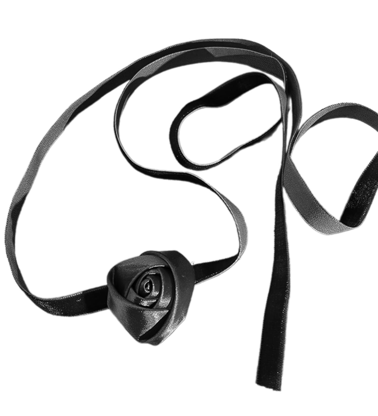 SOUTHJIELING 3D Rose Pendant Necklace - Versatile Clavicle Choker with Velvet Flower - Stylish Black Accessory for Women - Buy Online on GoSupps.com