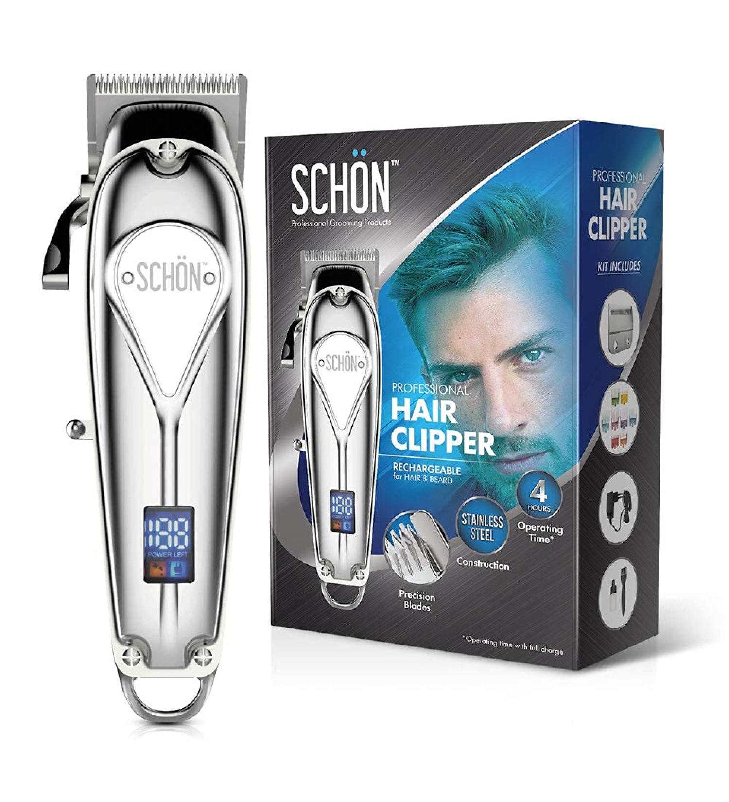 SCHON Cordless Rechargeable Hair Clippers and Trimmer - Precision Blades Hair Cutting Kit with 8 Guide Combs - Buy Online on GoSupps.com