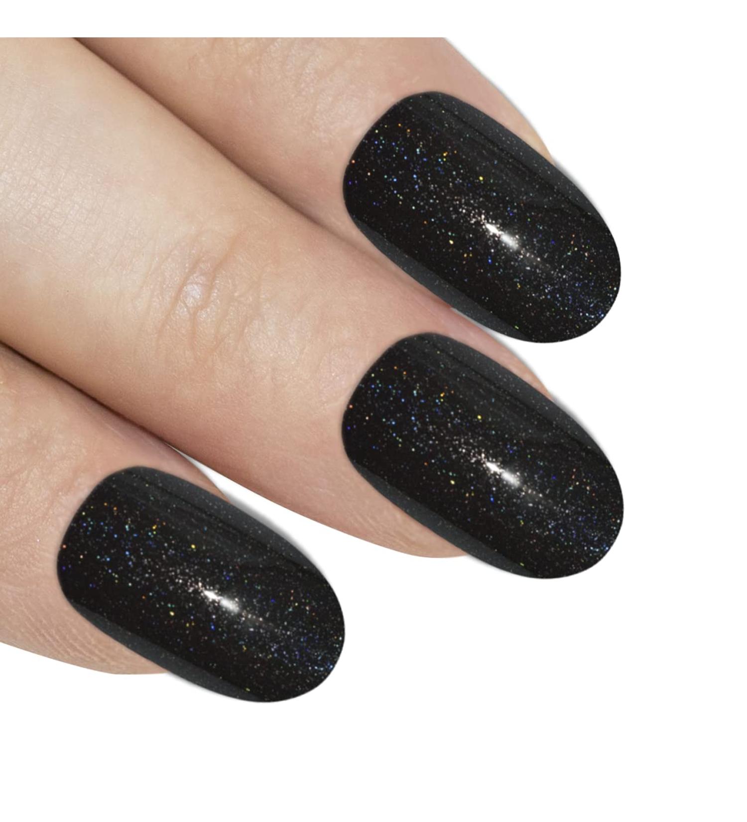 Shop False Nails Bling Art Gel Polished Glitter - 24 Dark Beauty Artificial Nails with Glue | International Shipping - Buy Online on GoSupps.com