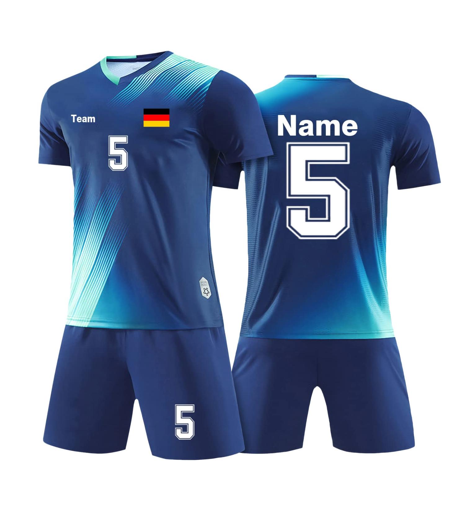 Personalized Laifu Football Jersey for Kids & Adults | Free Name Number & Team Logo | Sapphire Blue Football Shorts & Jerseys - Buy Online on GoSupps.com