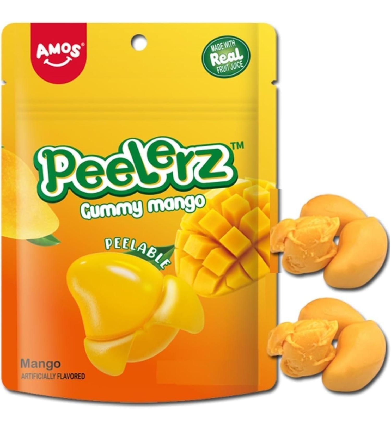 Amos Mango Peelerz Peelable Gummy Candy 169 grams - Peelers Peeling Fruit Snacks Treats 6oz bag