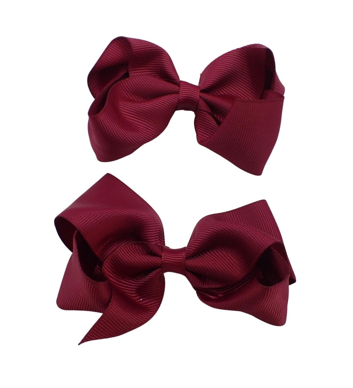 Topkids Accessories 2x Ribbon Hair Bows Hair Clip Hair Bows for Girls Hair Clips Women Girls Hair Clips Girls Hair Accessories Baby Hair Clips Crocodile Clips Hair Bows (10cm Burgundy) - Buy Online on GoSupps.com