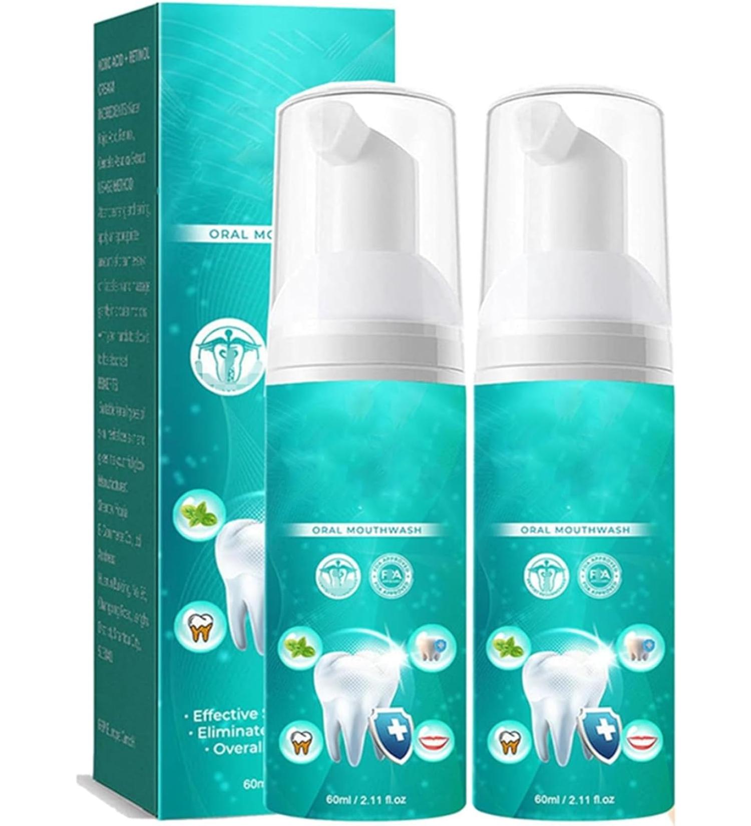 Teeth Whitening Mouthwash - Total Care Dental Foam for Refreshing Breath & Deep Cleaning (2pcs) - Buy Online on GoSupps.com