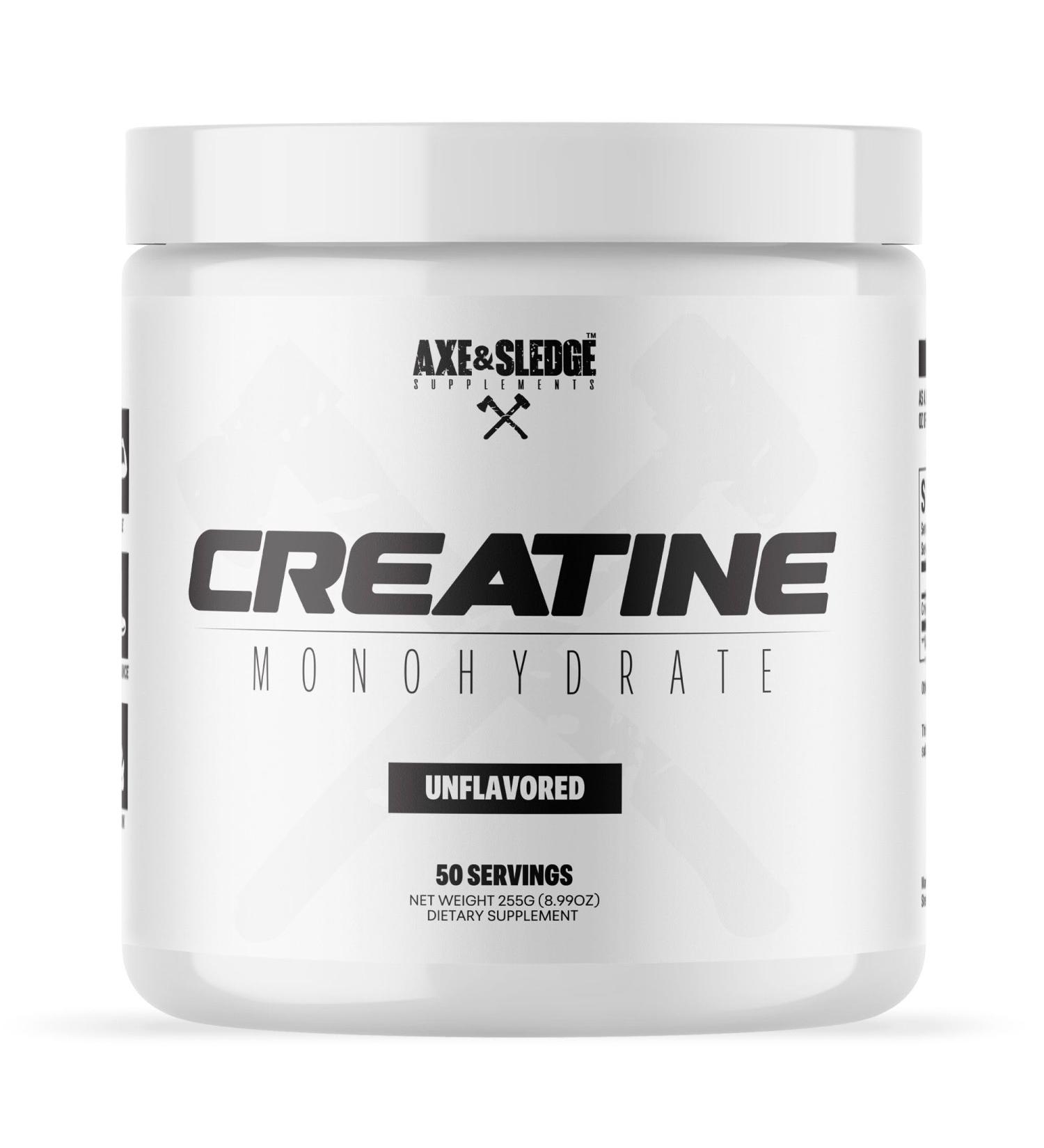Axe & Sledge Basics Creatine | Unflavored Enhances Strength & Performance Increases Lean Body Mass 50 Servings | Pure Creatine Monohydrate No Fillers or Artificial Substances | 50 Servings - Buy Online on GoSupps.com