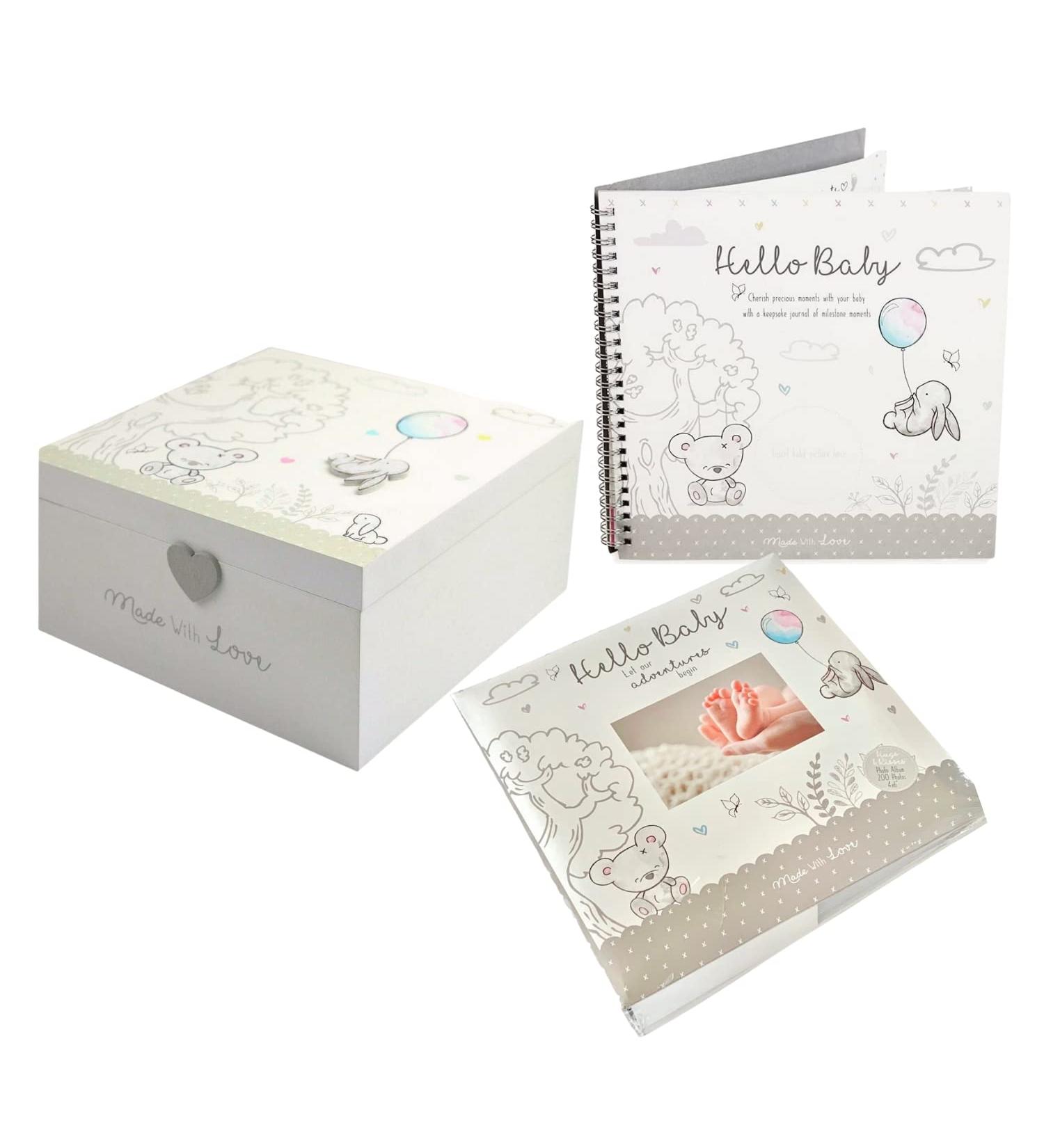 Baby Keepsake Box, Photo Album & Milestone Record Book Journal - Perfect Baby Shower or Christening Gift by Great British Home - Buy Online on GoSupps.com