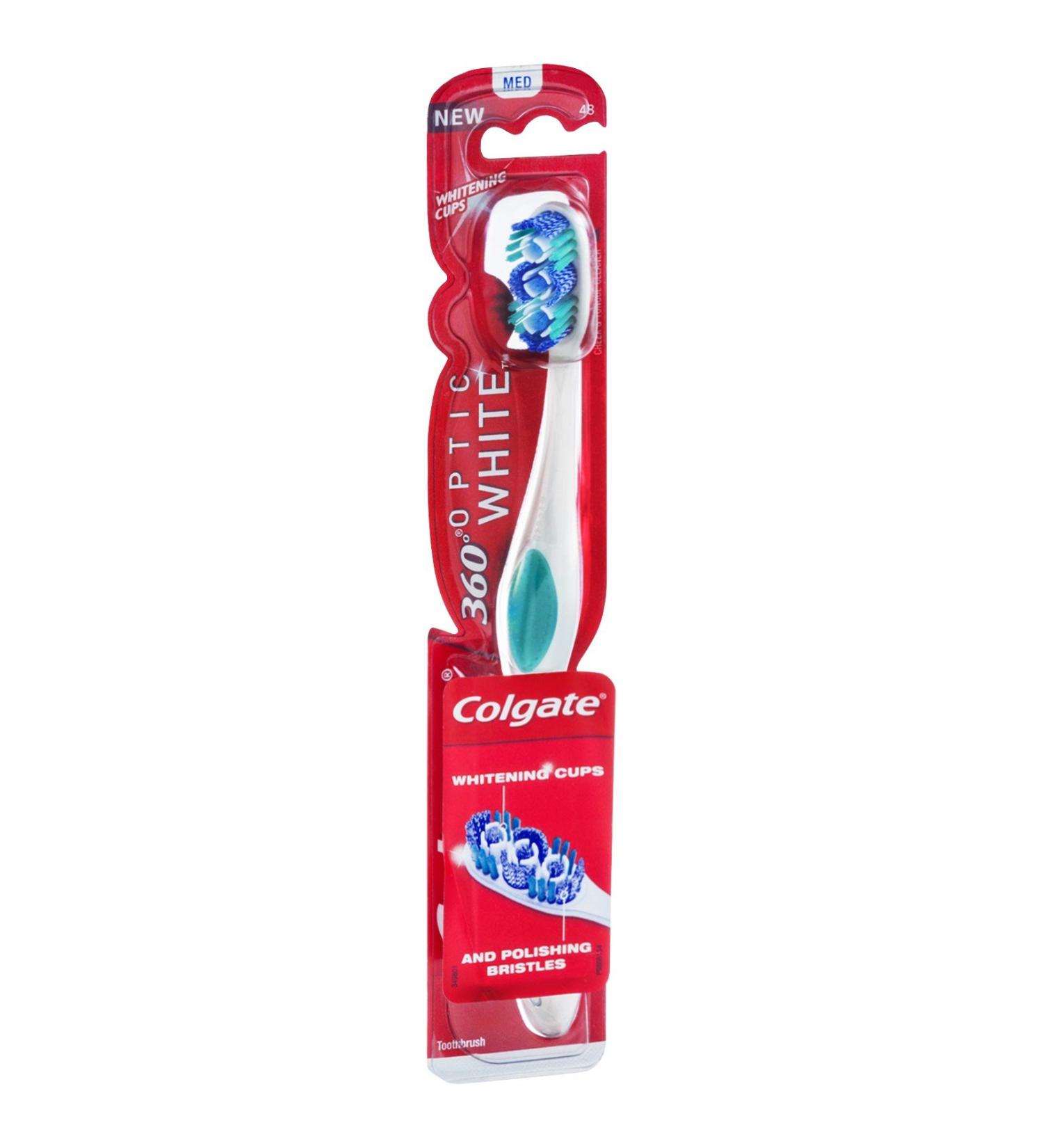 Colgate 360 Optic White Full Head Toothbrush Medium (Pack of 6) White 1 Count (Pack of 6)