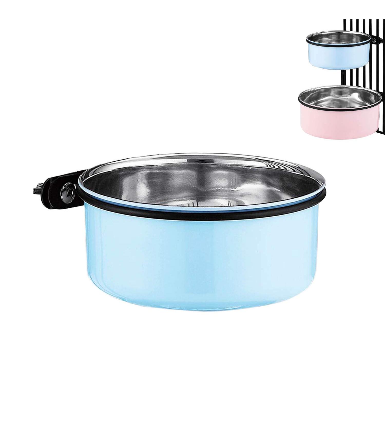 Water Bowl for Dog Crates & Cages 2-in-1 Crate Type Pet Hanging Bowl Stainless Steel Cage Dog Bowl Medium Sized Dog Feeder Food Water Bowl (Blue1.7l/1pcs) Blue18cm Blue18cm - Buy Online on GoSupps.com