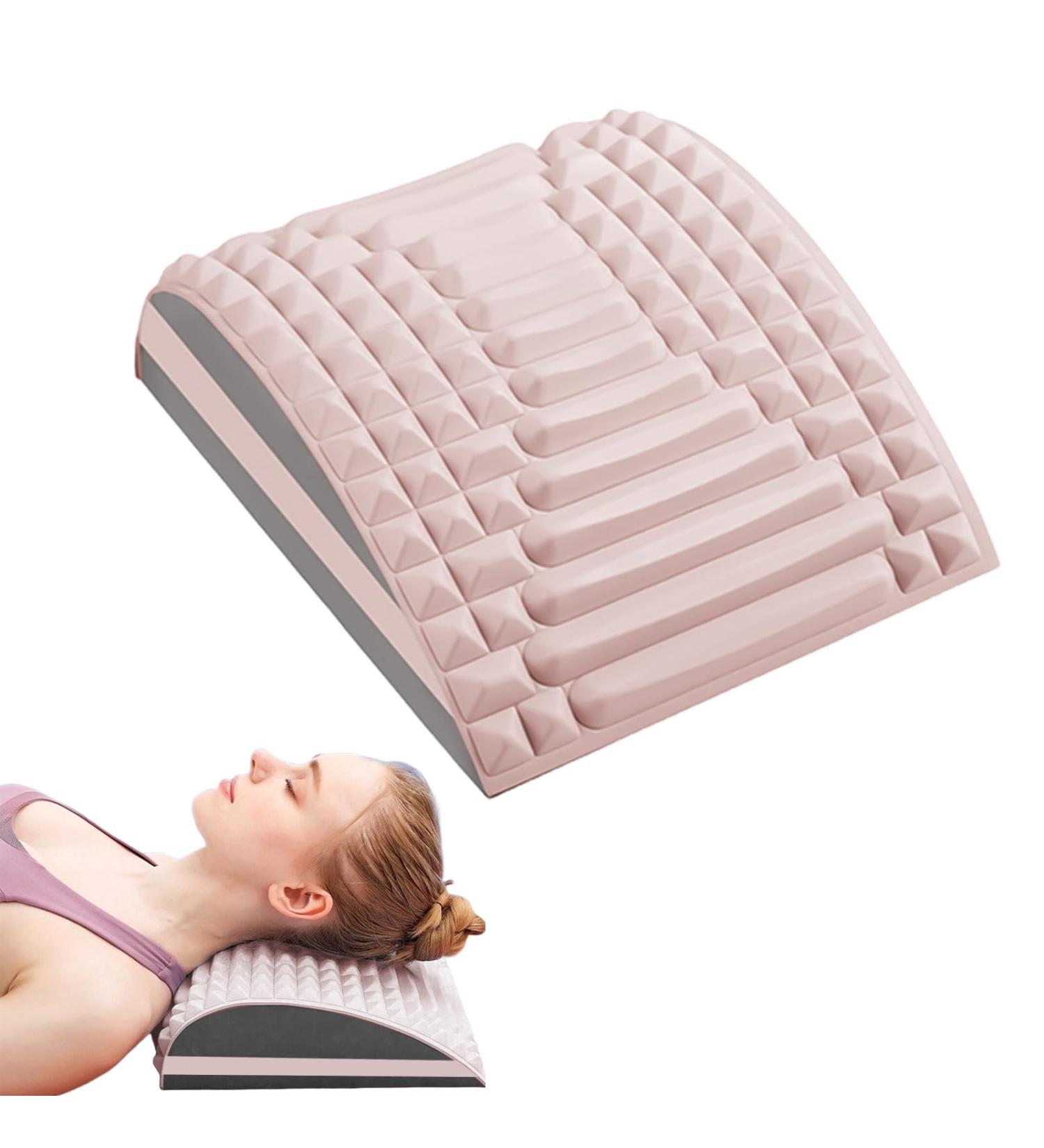 Homury Refresh Neck and Back Stretcher - Pain Relief & Posture Corrector for Bed | Back Extensor & Neck Support Pillows (Pink) - Buy Online on GoSupps.com