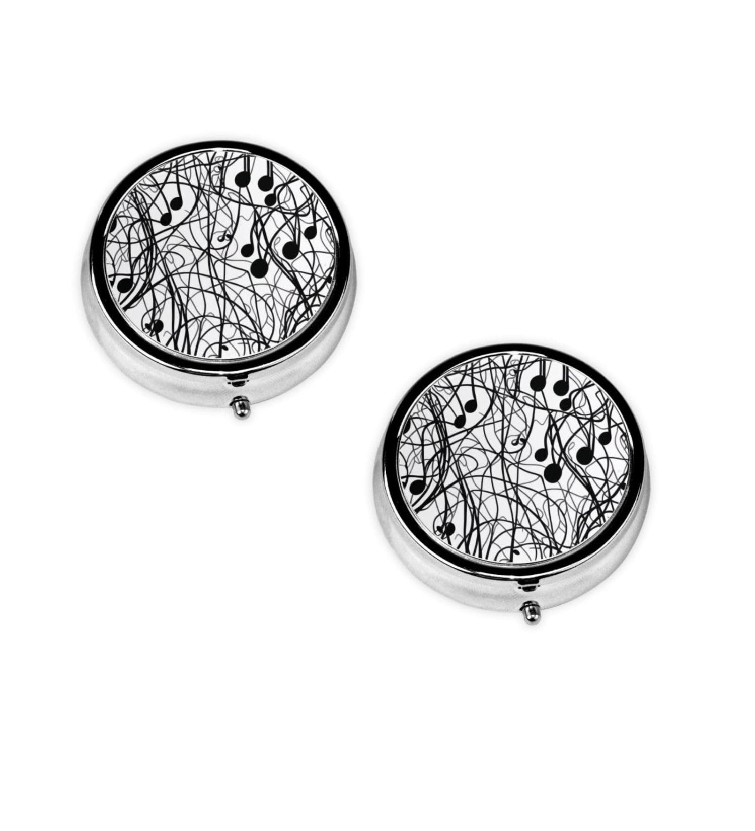 Musical Notation Mini Round Pill Box | 3 Compartment Travel Organizer | Portable Medicine Case for Home & Office - Buy Online on GoSupps.com