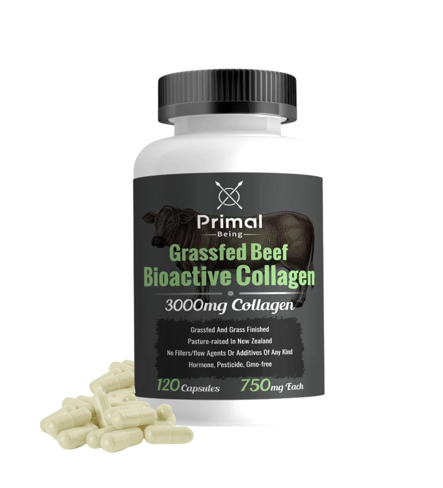 Primal Being Grassfed Beef Cartilage Collagen (Type I-V & XI)- Supports Hair Skin Nails Joint Health Immunity Digestion Post Exercise Recovery - 120 Capsules 3000 mg per Serving - Buy Online on GoSupps.com
