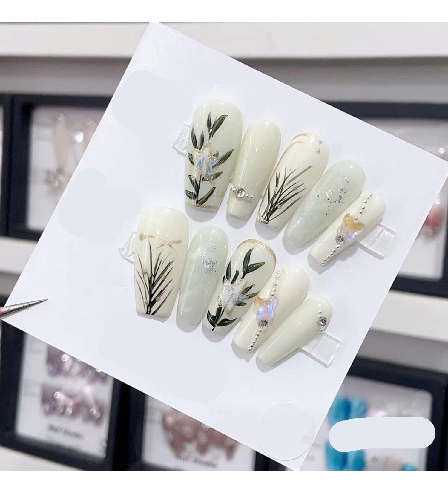 Removable and wearable nail art French Almond Ombre Handmade Press On Nails Long Acrylic False Nail Tips InNail (Color : 29118 Size : S) - Buy Online on GoSupps.com