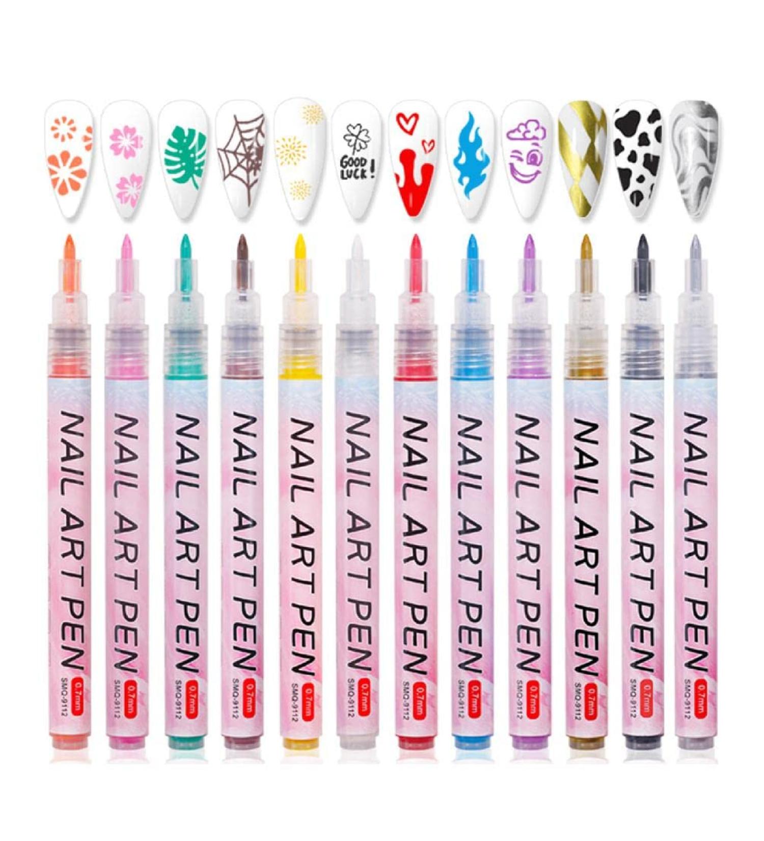 3D Nail Art Pens Set Nails Drawing Pen Nails Polish Pens Fine Tip Manicure Tool for Painting Nails DIY Nail Art Nail Embellishment Pens - Buy Online on GoSupps.com