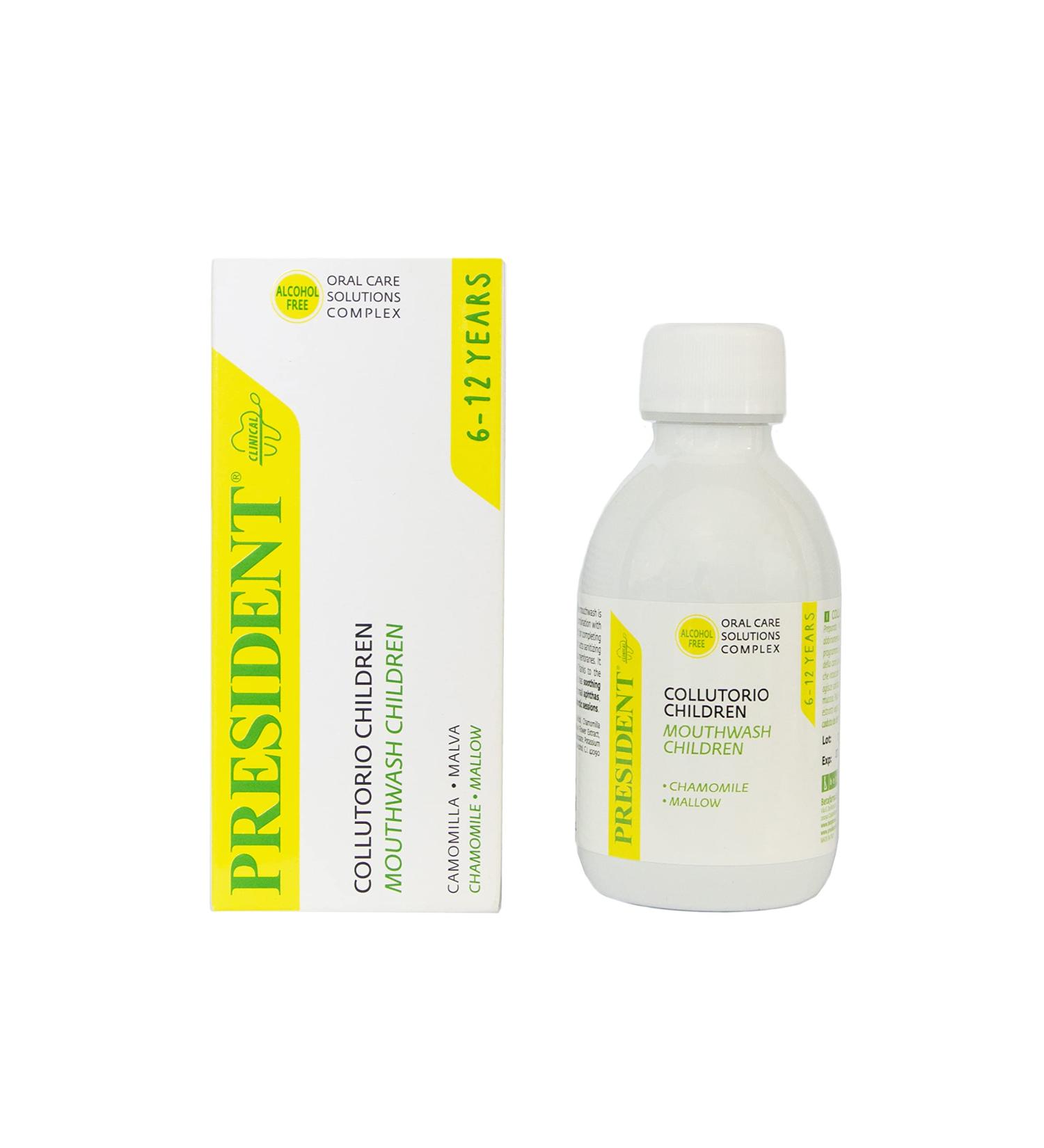  President President COLLUTORIO CHILDREN 6-12 Years Old Antiplaque Anti-Decay Strengthens and Protects Tooth Enamel Alcohol Free with Measuring Cap 200ml - Buy Online on GoSupps.com