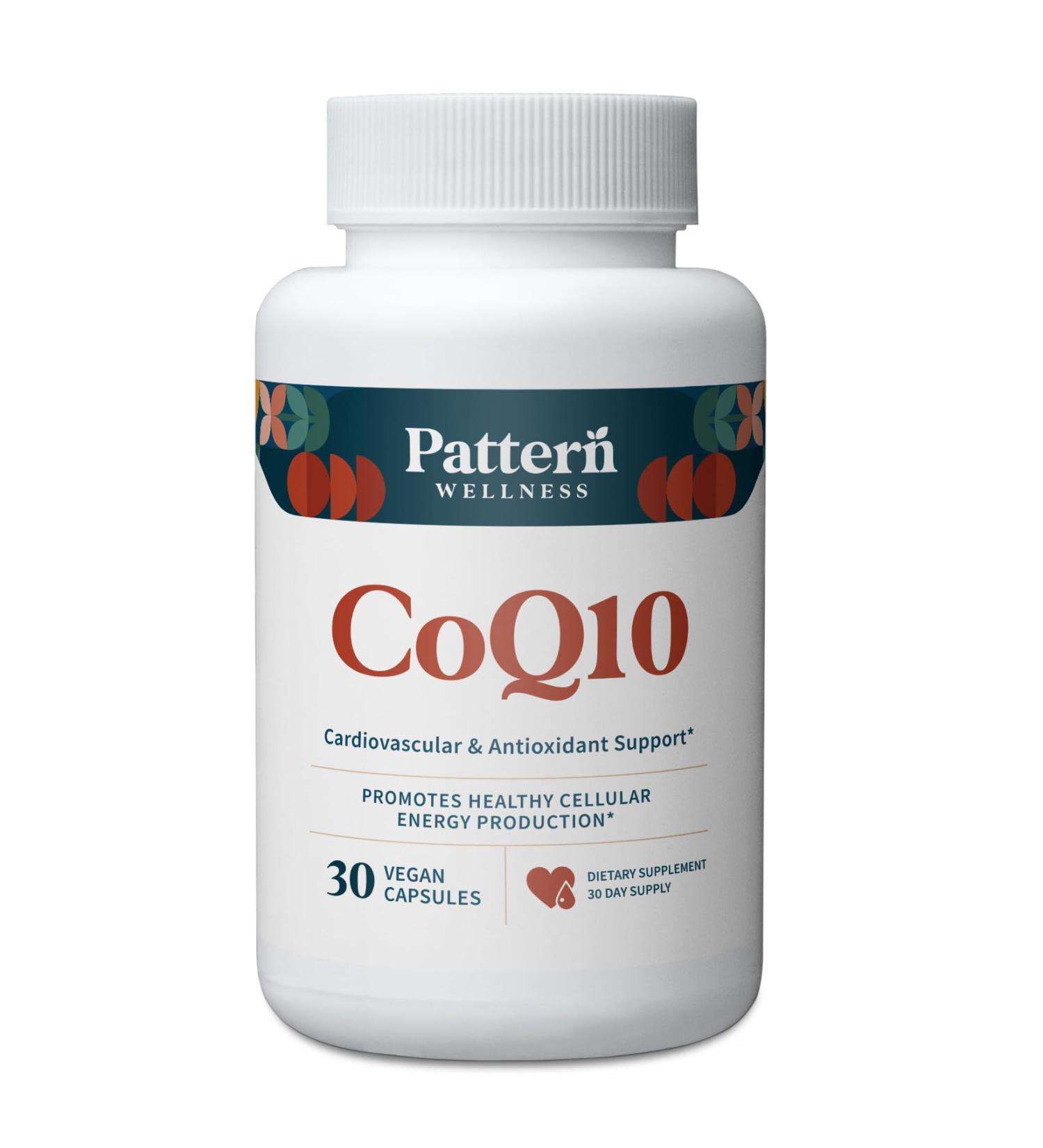 Buy Pattern Wellness CoQ10 200mg Ubiquinone - Vegan Capsules for Heart & Energy Support - Non-GMO - Fast International Shipping - Buy Online on GoSupps.com