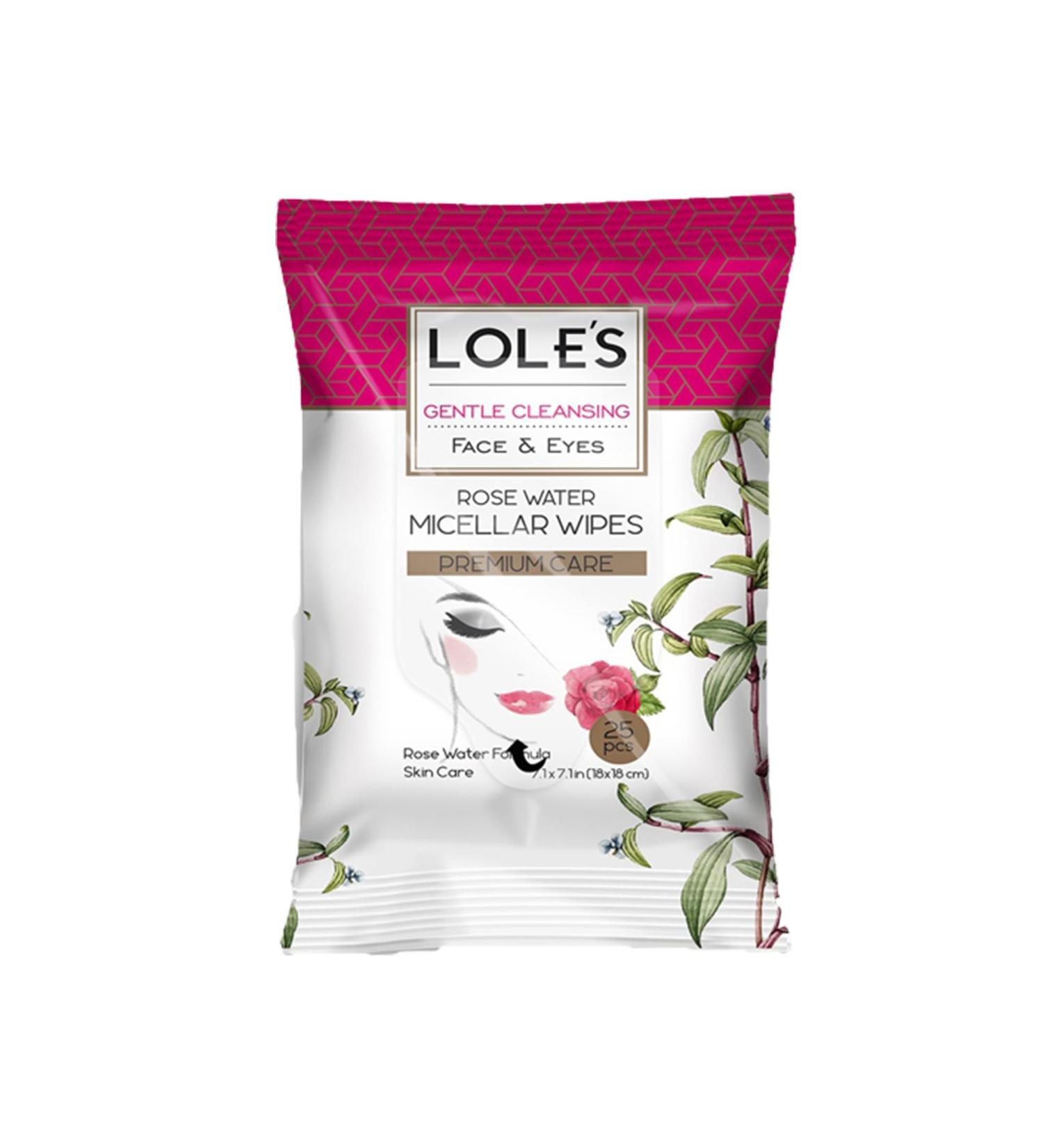 LOLE'S Micellar Wipes with Rose Water - Gentle Makeup Remover with Plant Based Ingredients - Buy Online on GoSupps.com