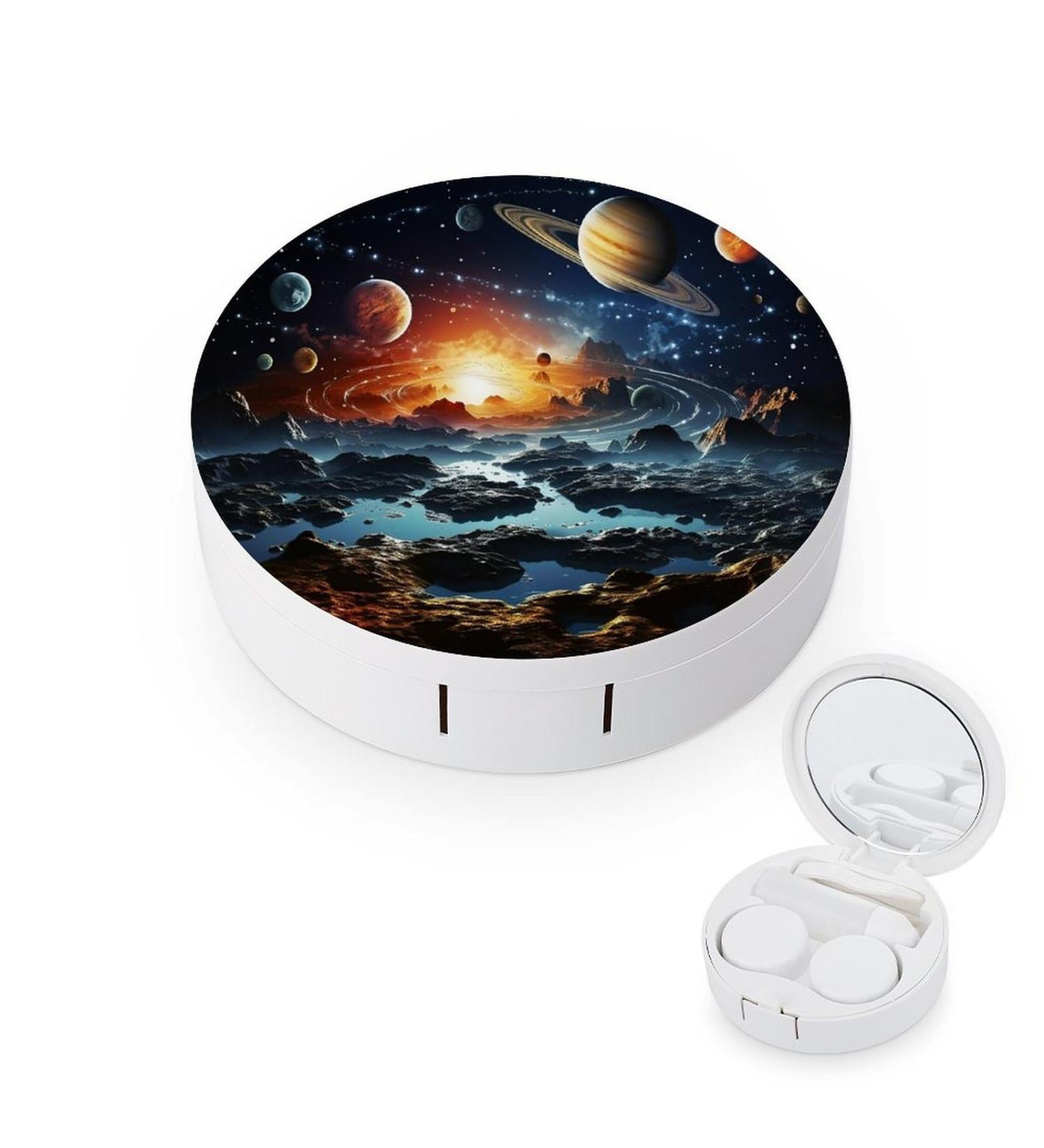 Portable Galaxy Contact Lens Case - Planets & Stars Travel Storage Box - Buy Online on GoSupps.com