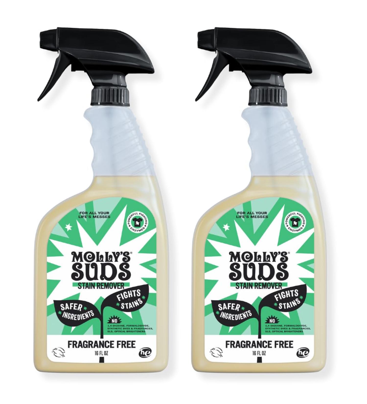 Molly's Suds Natural Laundry Stain Remover Spray | Eco-Friendly Baby & Pet Safe | 16 oz 2 Pack - Tough on Stains Gentle on Fabric - Buy Online on GoSupps.com