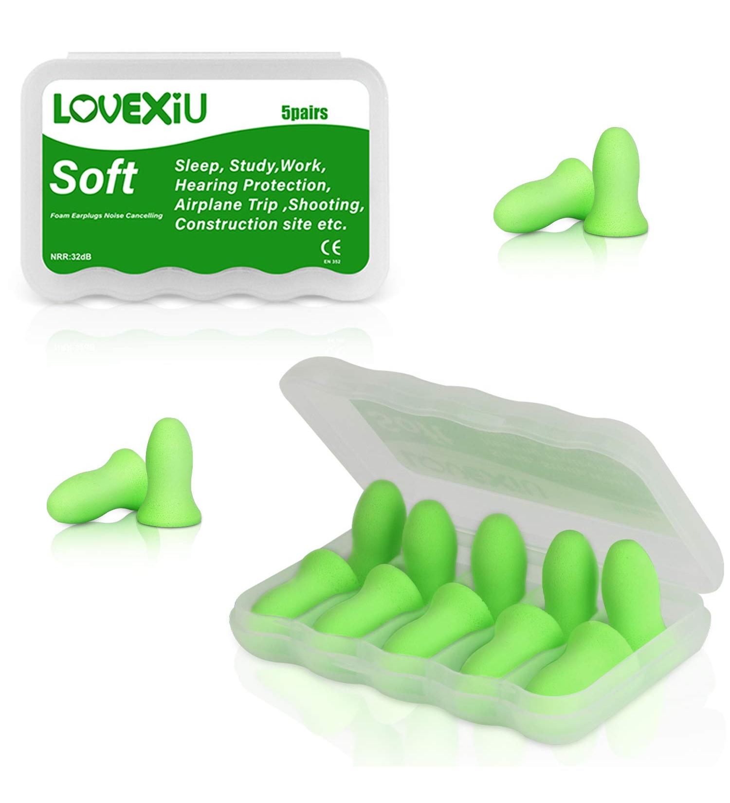Buy Noise Cancelling Ear Plugs - SNR 32DB Soft Foam 5 Pairs with Carrying Bag for Sleep Work Shooting & Travel - Buy Online on GoSupps.com